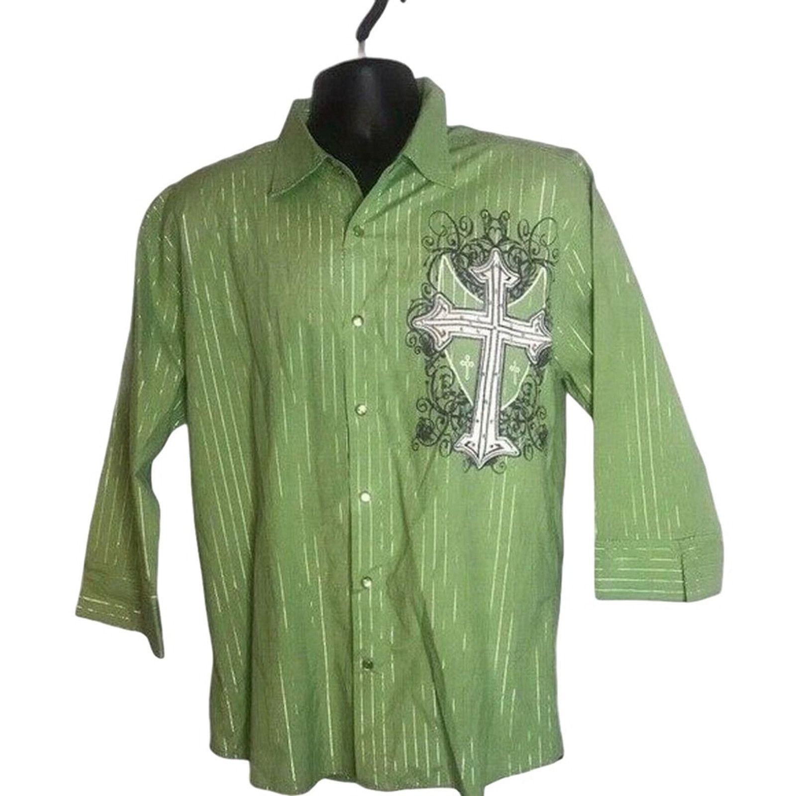 Other Lamasini Green Button-Up Shirt Y2K Casual Stripe Style L Size US L / EU 52-54 / 3 - 2 Thumbnail