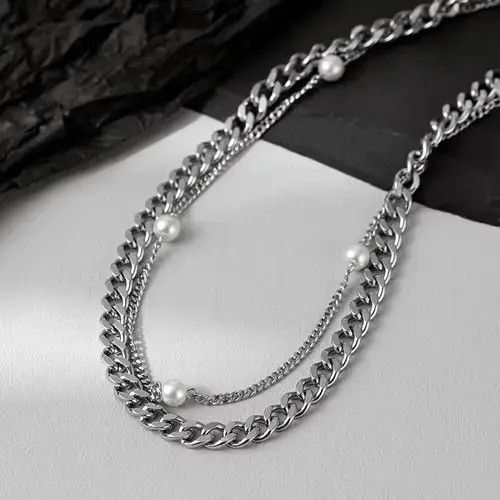 Other Pearl Stacked Stainless Steel Necklace Size ONE SIZE - 4 Thumbnail