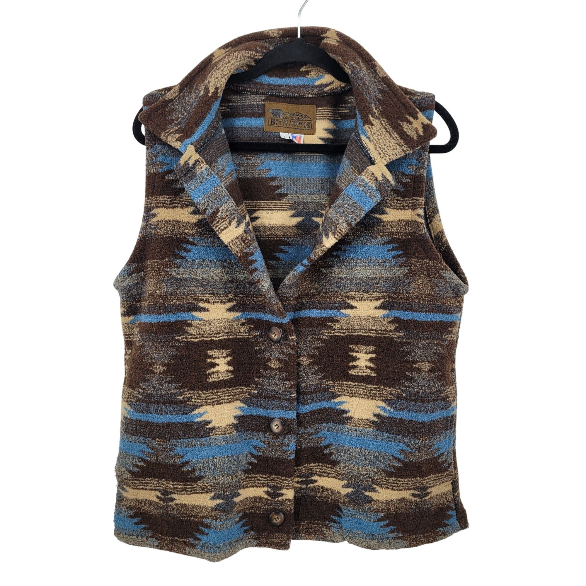 Vintage Vtg Bear Ridge Southwestern Teddy Bear Vest Sz L Brown Blue Size L / US 10 / IT 46 - 12 Thumbnail