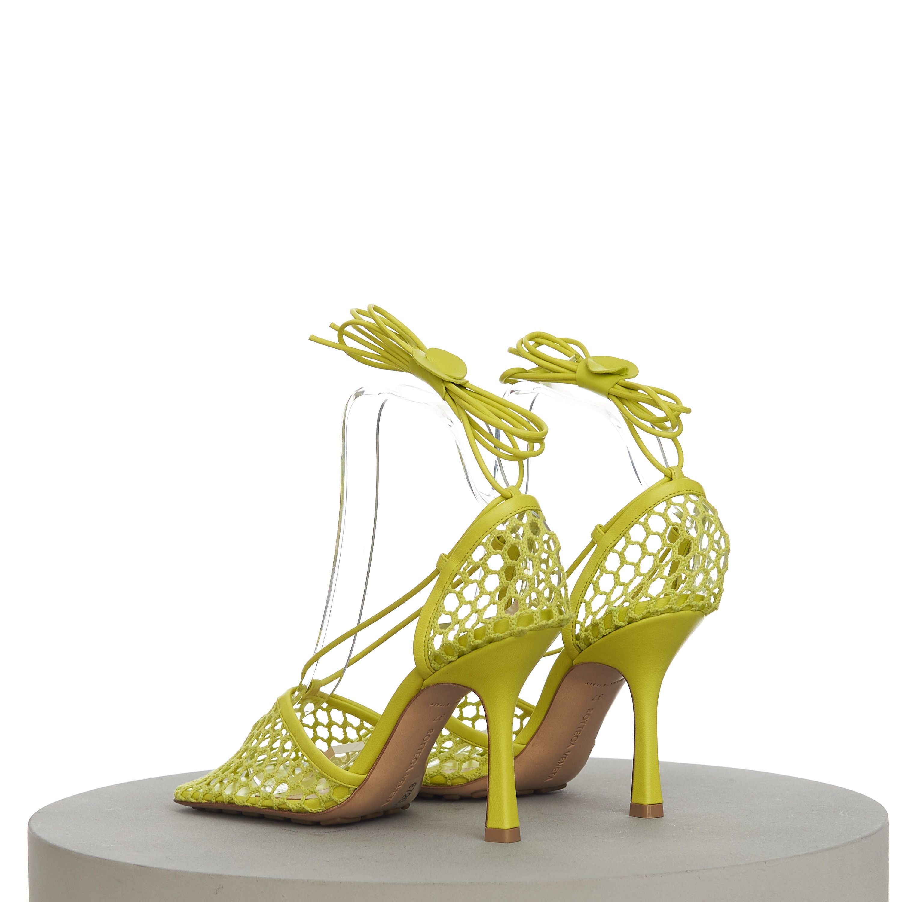 Bottega Veneta Stretch Sandals In Kiwi Green Mesh & Leather Size US 6 / IT 36 - 6 Thumbnail