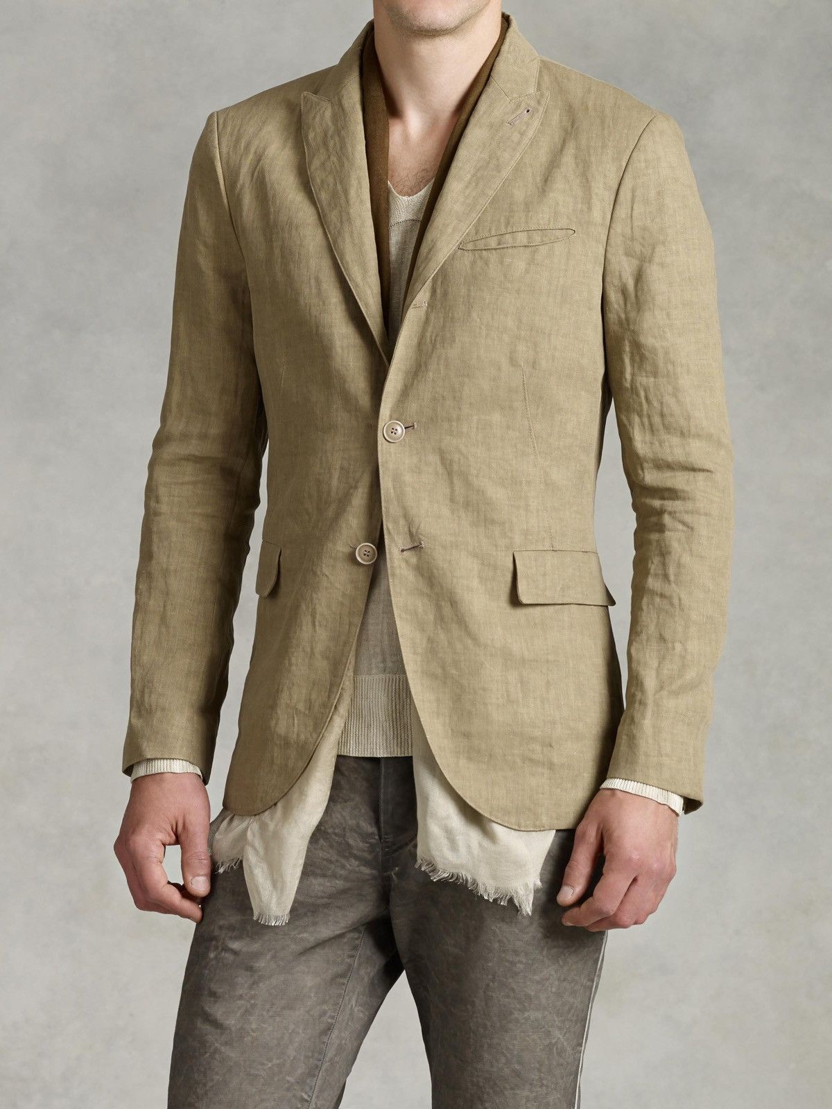 image of John Varvatos Linen Peak Lapel Jacket. 56 in Brown, Men's (Size XL)