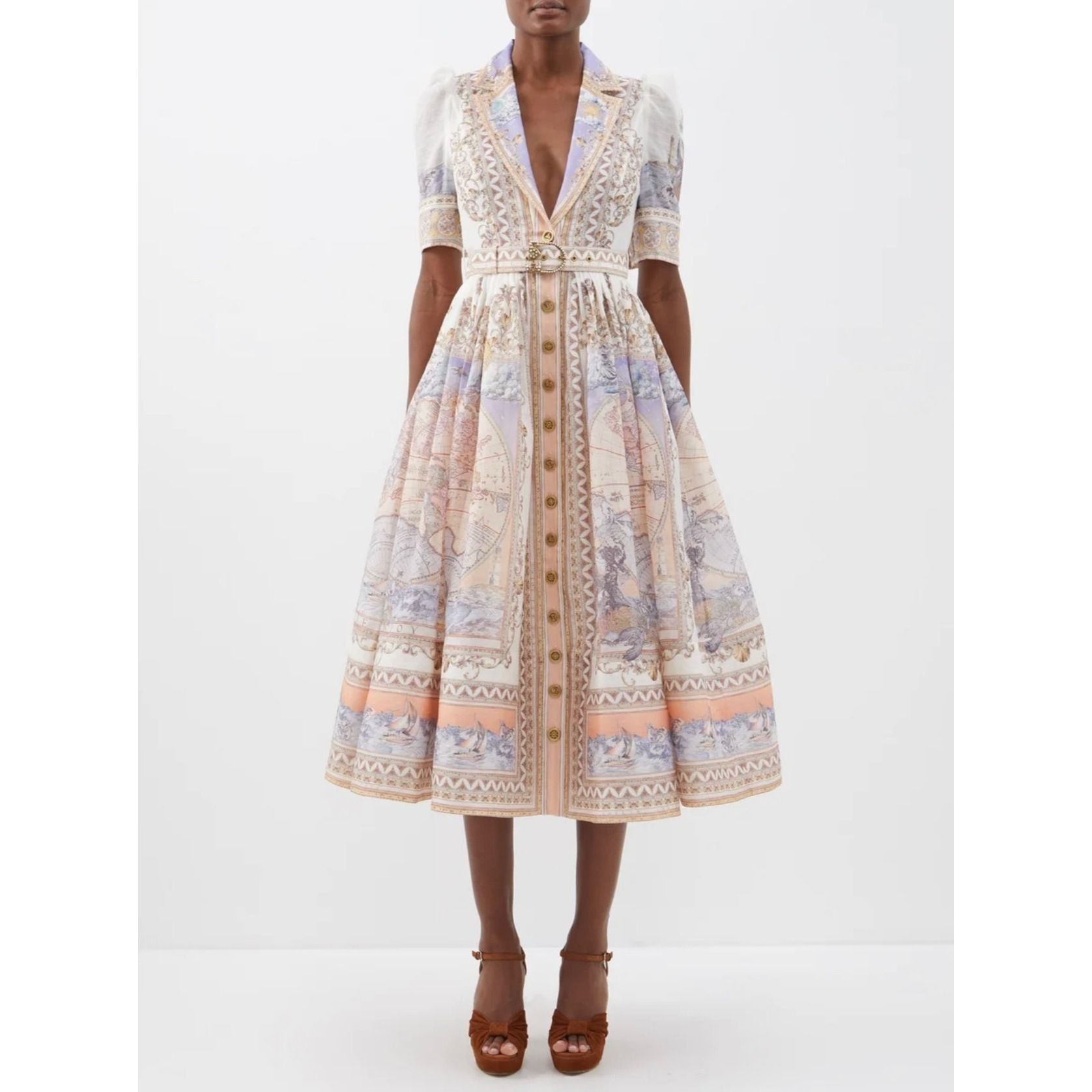 image of NWT Zimmermann High Tide Midi Shirt Dress Odyssey Print Line, Women's (Size XS)