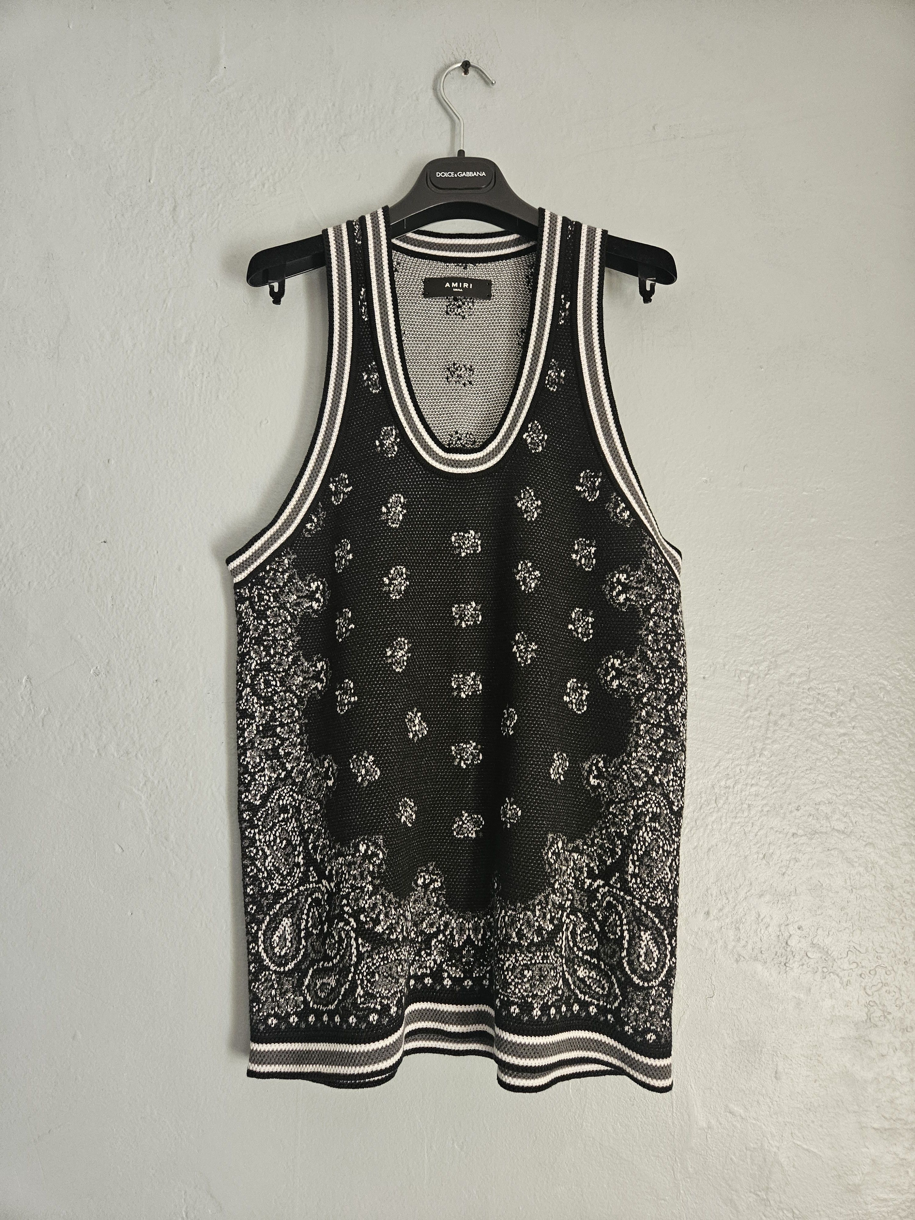 Amiri Black Paisley Bandana Print Oversized Cashmere Tank Top Size US S / EU 44-46 / 1 - 1 Thumbnail