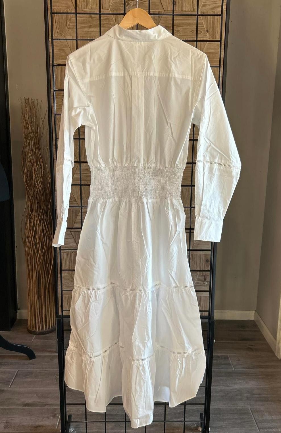 Designer NWT Thakoon White Maxi Dress 8 Smocked Waist Cottage Size M / US 6-8 / IT 42-44 - 5 Thumbnail