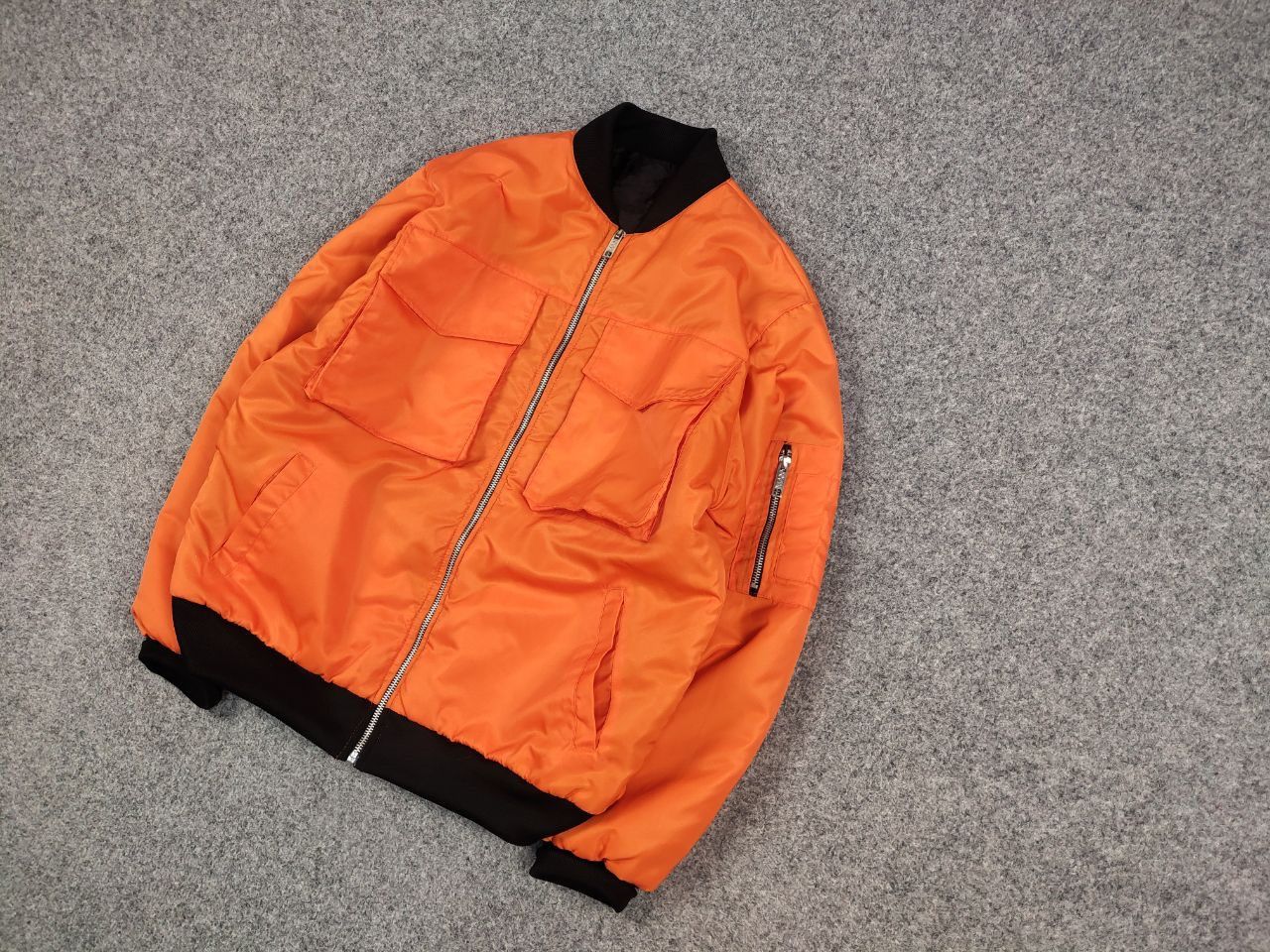 Japanese Brand Vintage Japan Style Orange Pocket Bomber Jacket Y2K Style Size US M / EU 48-50 / 2 - 3 Thumbnail