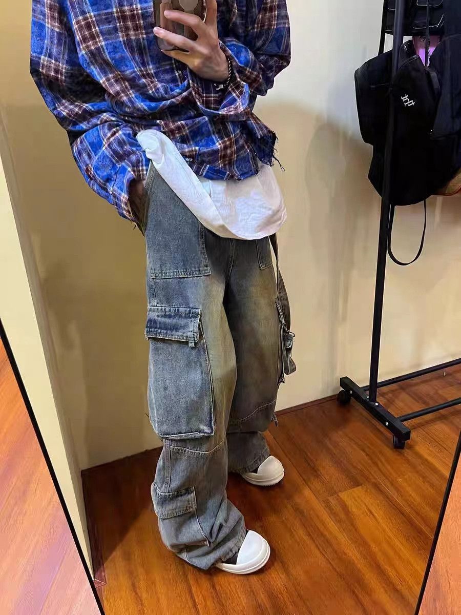 Japanese Brand × Jean Street hip-hop grunge multi-pocket micro-flared jeans Size US 34 / EU 50 - 5 Thumbnail