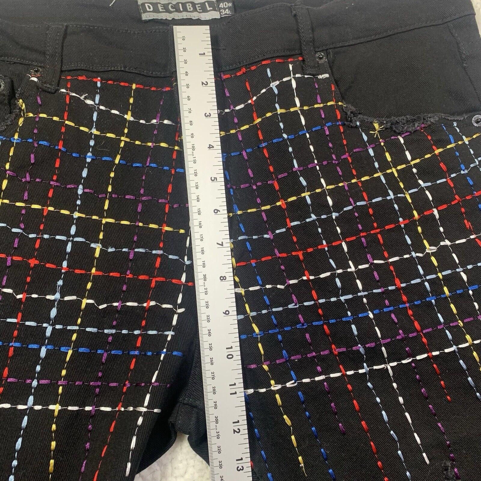 Other Decibel Black Jeans Men's 40x34 Embroidered Front Frayed Size US 40 / EU 56 - 3 Thumbnail