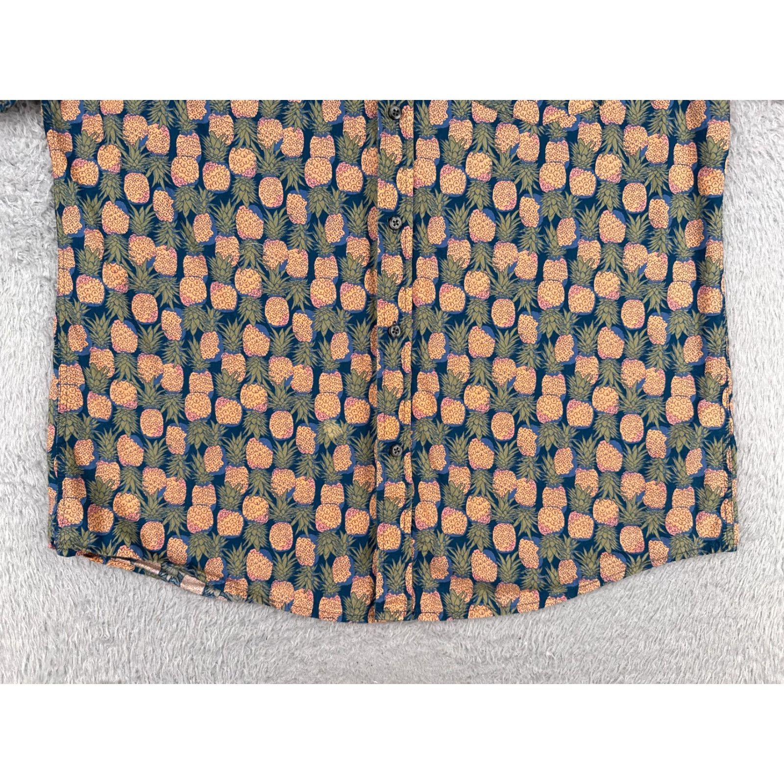 Essentials Amazon Essentials Shirt Men Large Blue Pineapple Print Cotton Short Sleeve Button-Up Hawaiian Luau Aloha Resort Vacation Mens Size US L / EU 52-54 / 3 - 5 Thumbnail