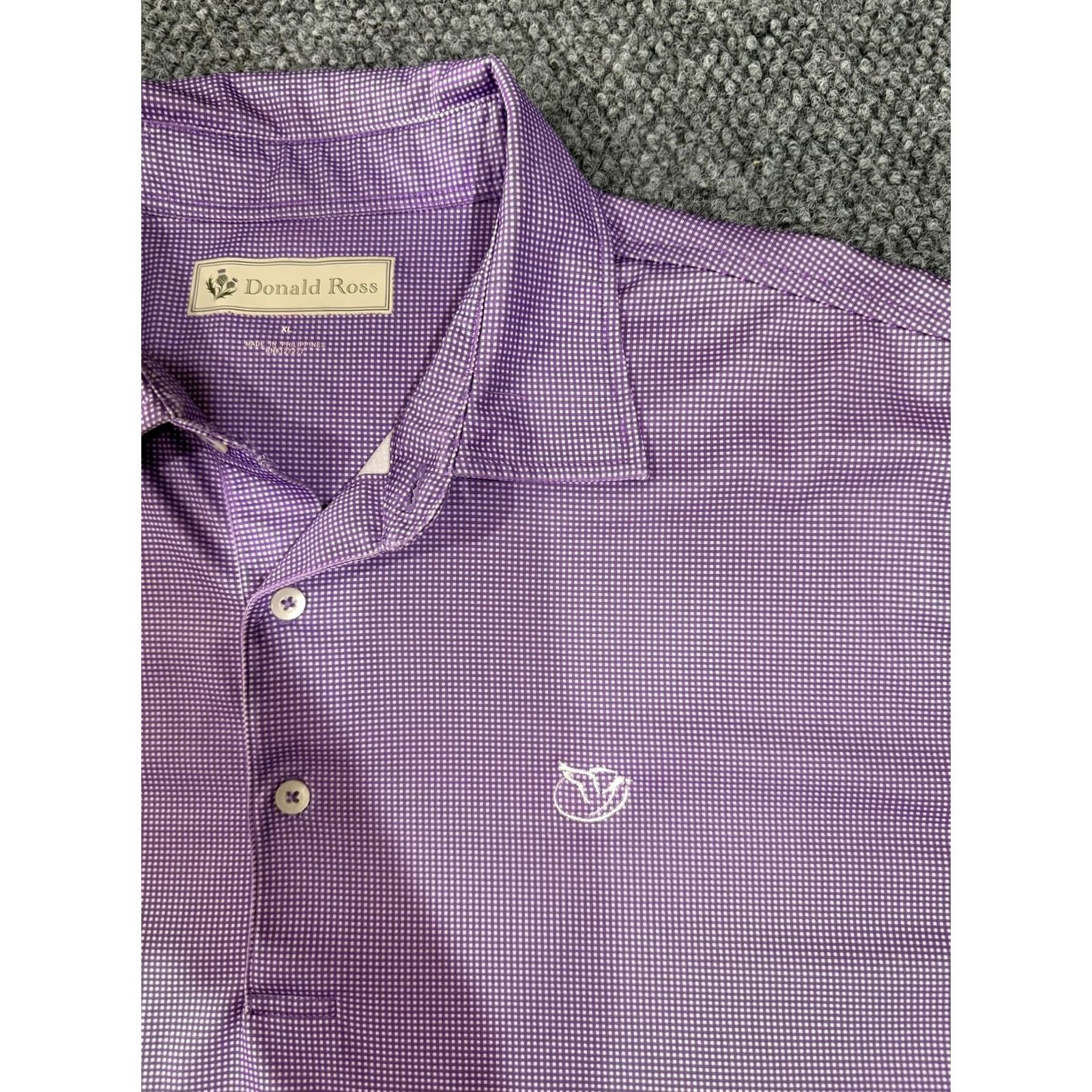 Vintage Donald Ross Polo Shirt Mens XL Purple Gingham Short Sleeve Golf Performance Knit Size US XL / EU 56 / 4 - 5 Thumbnail