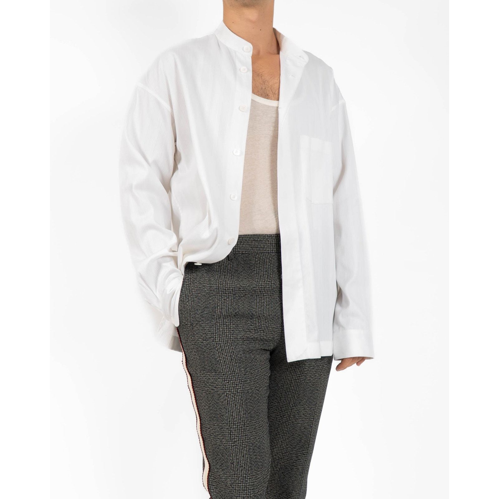 Haider Ackermann FW20 Oversized Mandarin Shirt in Silk & Cotton Jacquard Size US S / EU 44-46 / 1 - 4 Thumbnail