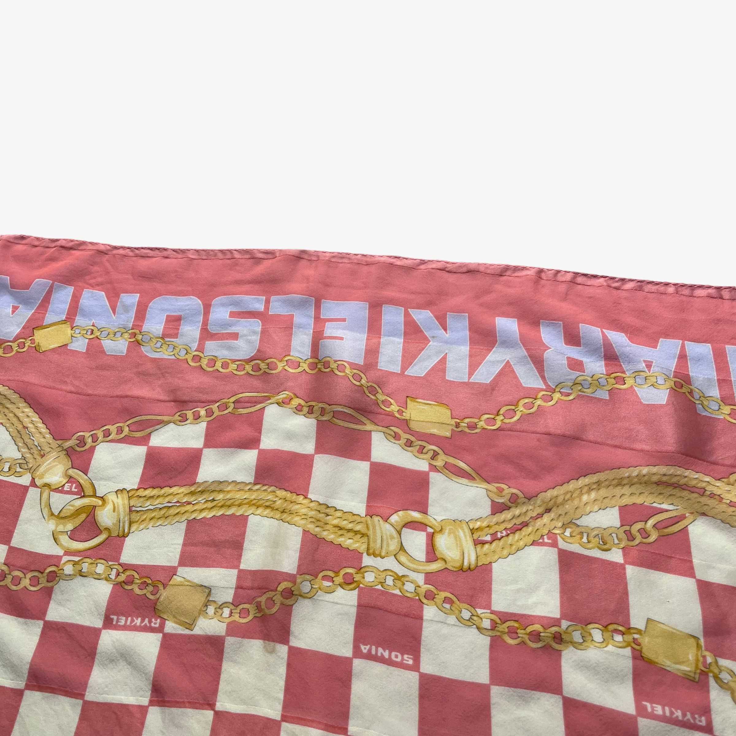Sonia Rykiel Vintage 90s Sonia Rykiel Pink Checkered Print Silk Scarf Size ONE SIZE - 4 Thumbnail