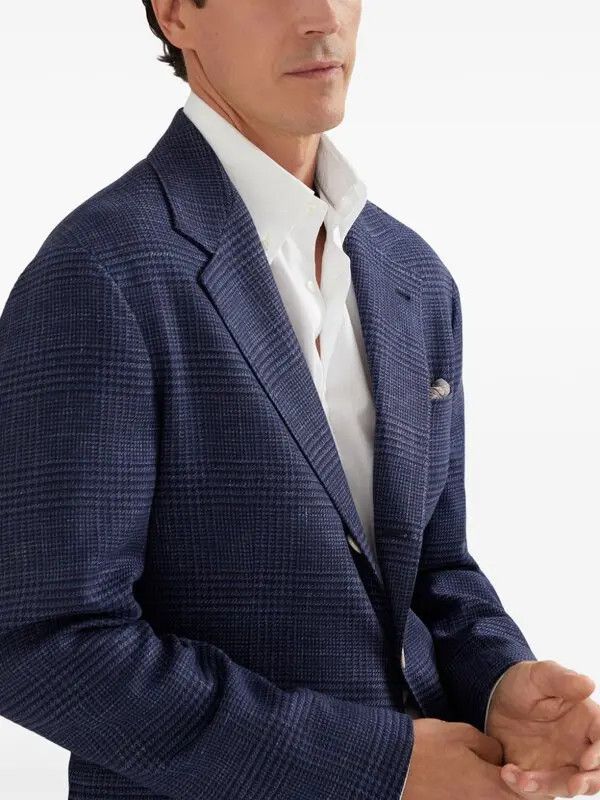 Brunello Cucinelli o1y0526 Single-breasted Blazer in Blue Size US XXL / EU 58 / 5 - 2 Thumbnail