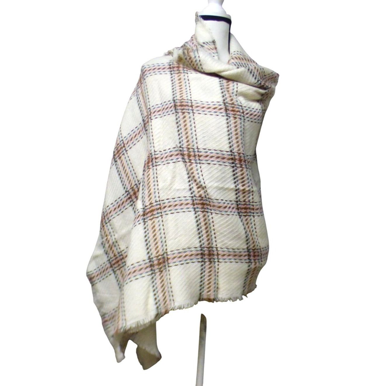 Other Cejon Heritage Plaid Blanket Scarf/ Wrap, 20”x76”, Ivory Size ONE SIZE - 12 Thumbnail