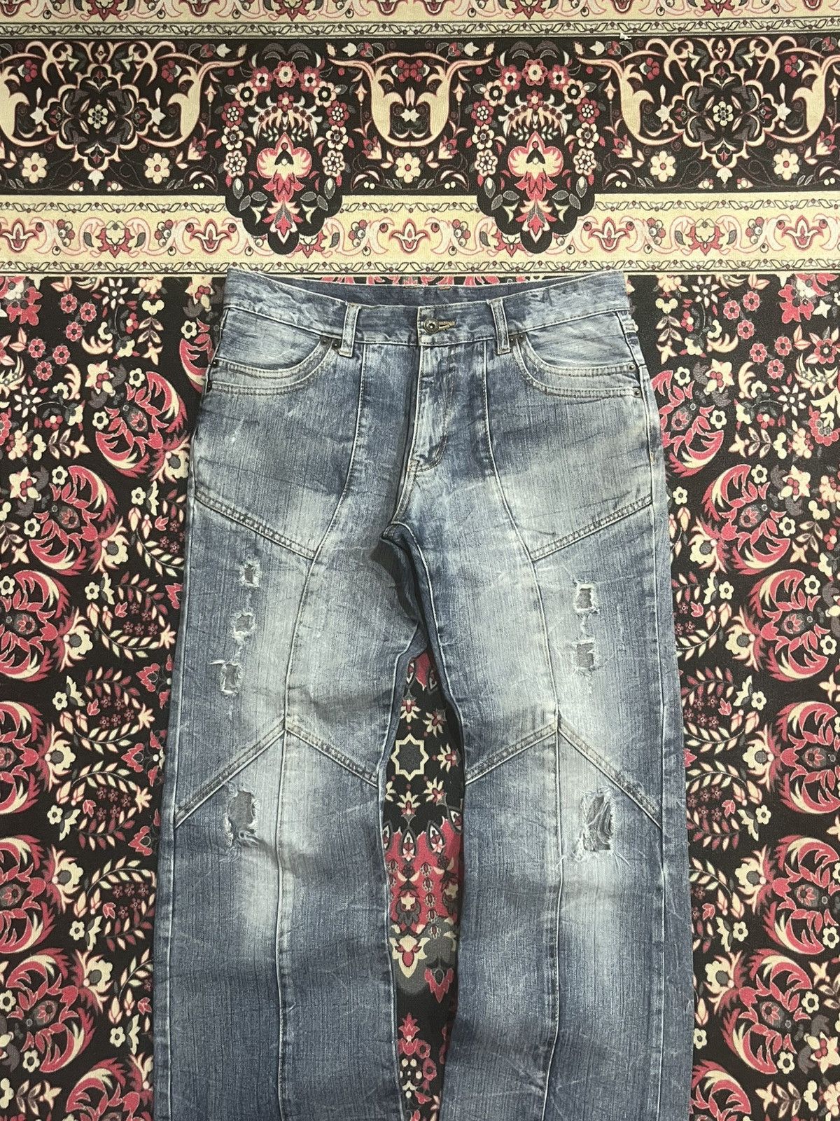 semanticdesign Semantic Design Light Blue Panel Distressed Flare Jeans Size US 32 / EU 48 - 3 Thumbnail
