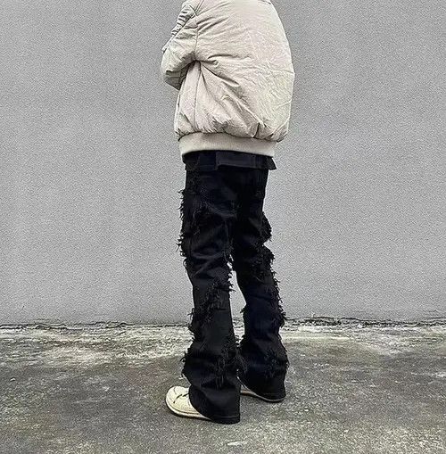 Japanese Brand × Jean High street black raw edge ripped jeans Size US 32 / EU 48 - 2 Thumbnail