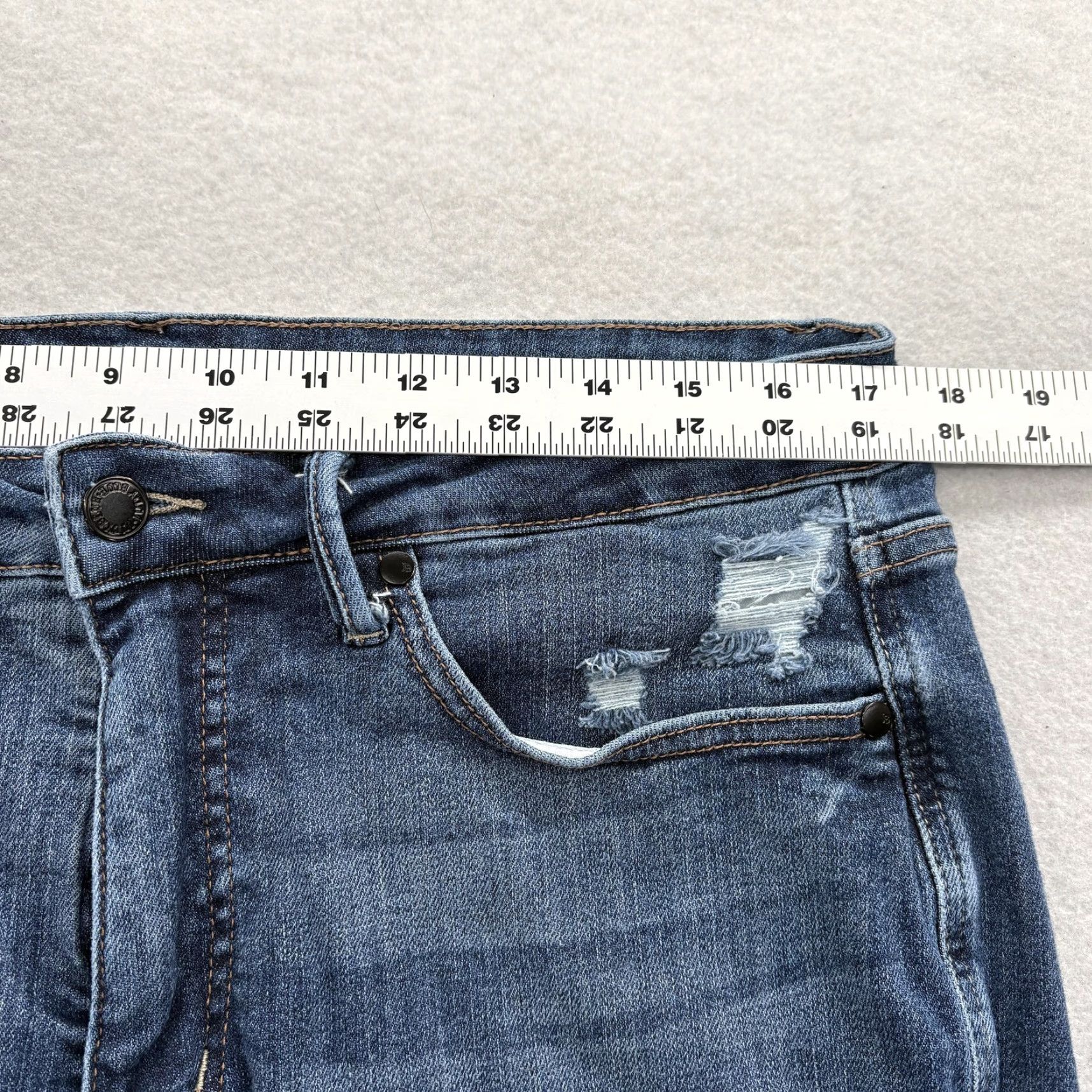 Vintage Judy Blue Jeans Womens 14W High Rise Flare Distressed Blue Raw Hem Stretch Denim Size 36" / US 14 / IT 50 - 7 Thumbnail