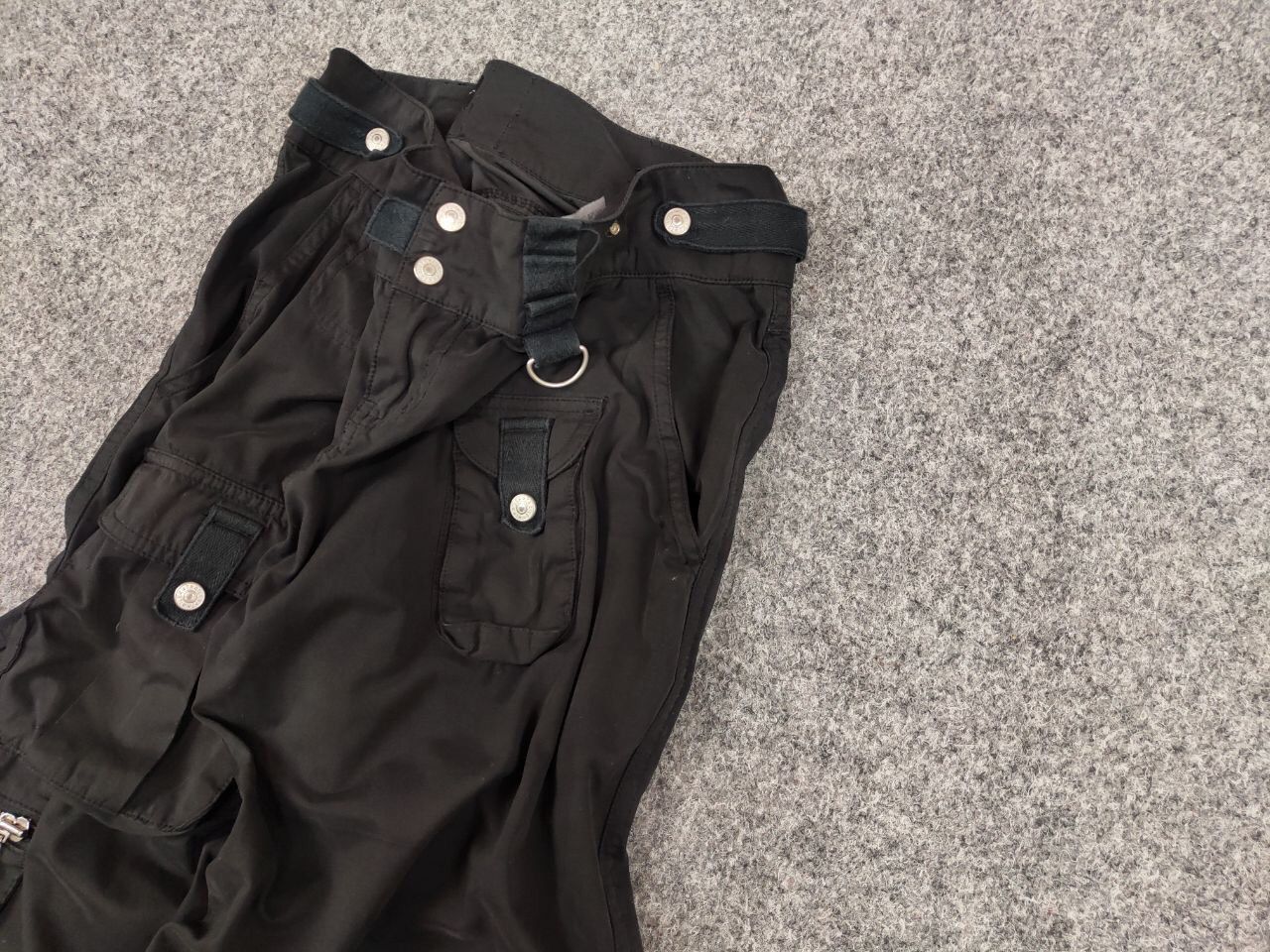 If Six Was Nine Rare Vintage Y2K Japanese Black cotton Cargo Baggy Pants Size US 32 / EU 48 - 4 Thumbnail