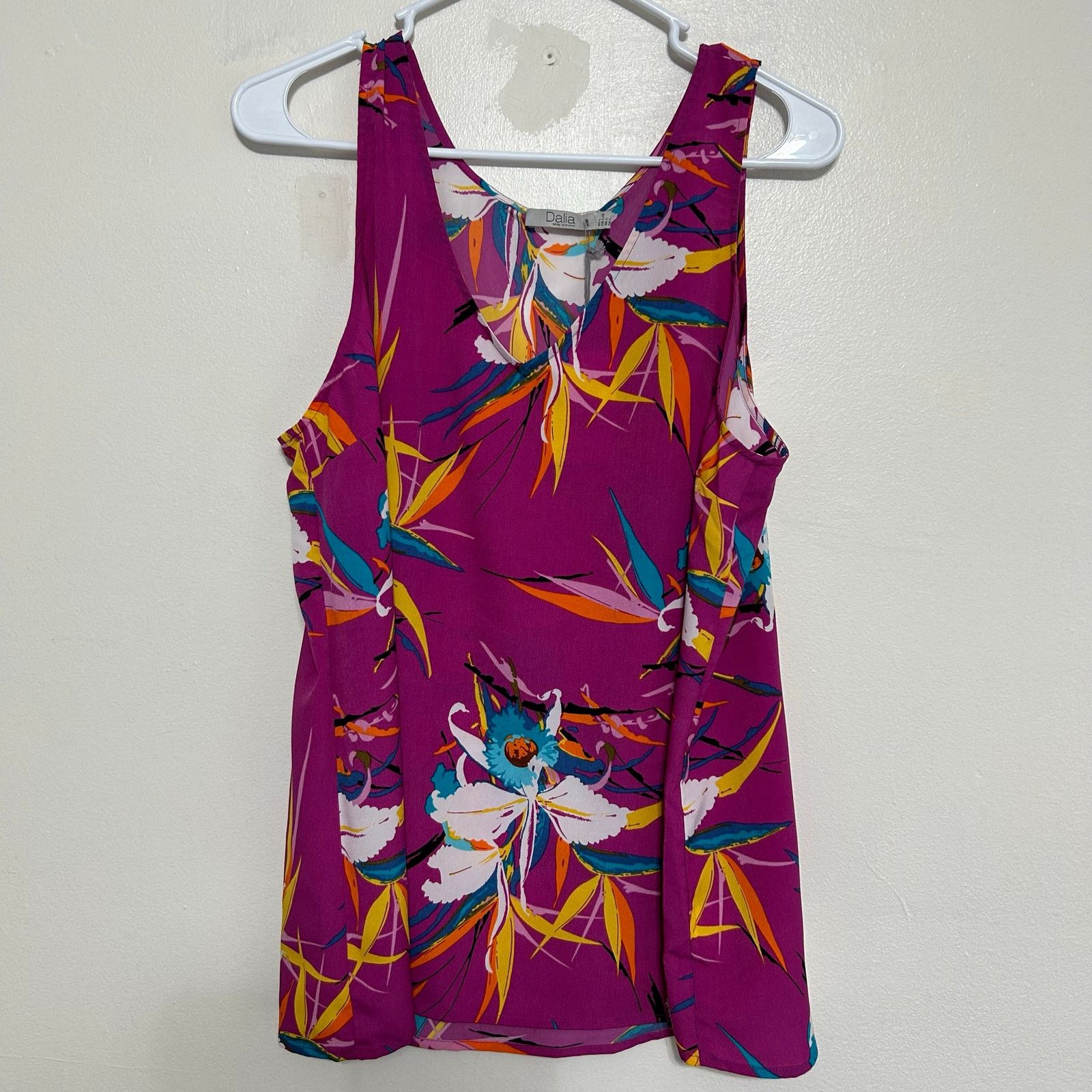 Other Dalia Floral Satin Camisole Tank Fuchsia Sleeveless Large Size L / US 10 / IT 46 - 1 Thumbnail