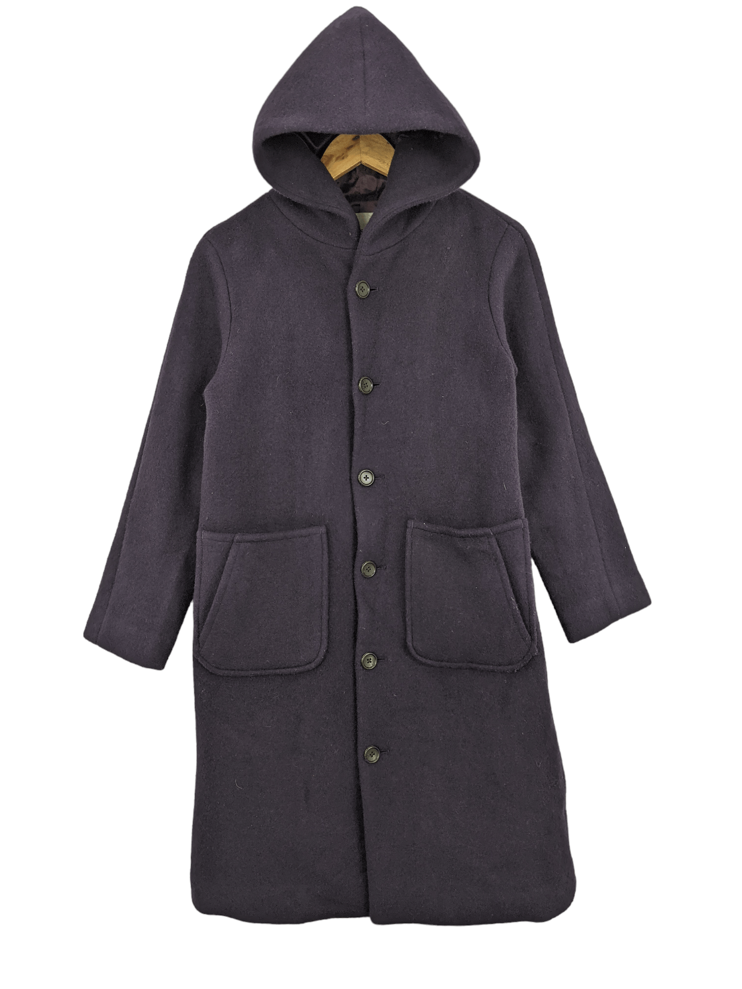 image of Beams Plus Vintage Beams Boy Wool Button Up Long Jacket in Purple, Men's (Size Small)