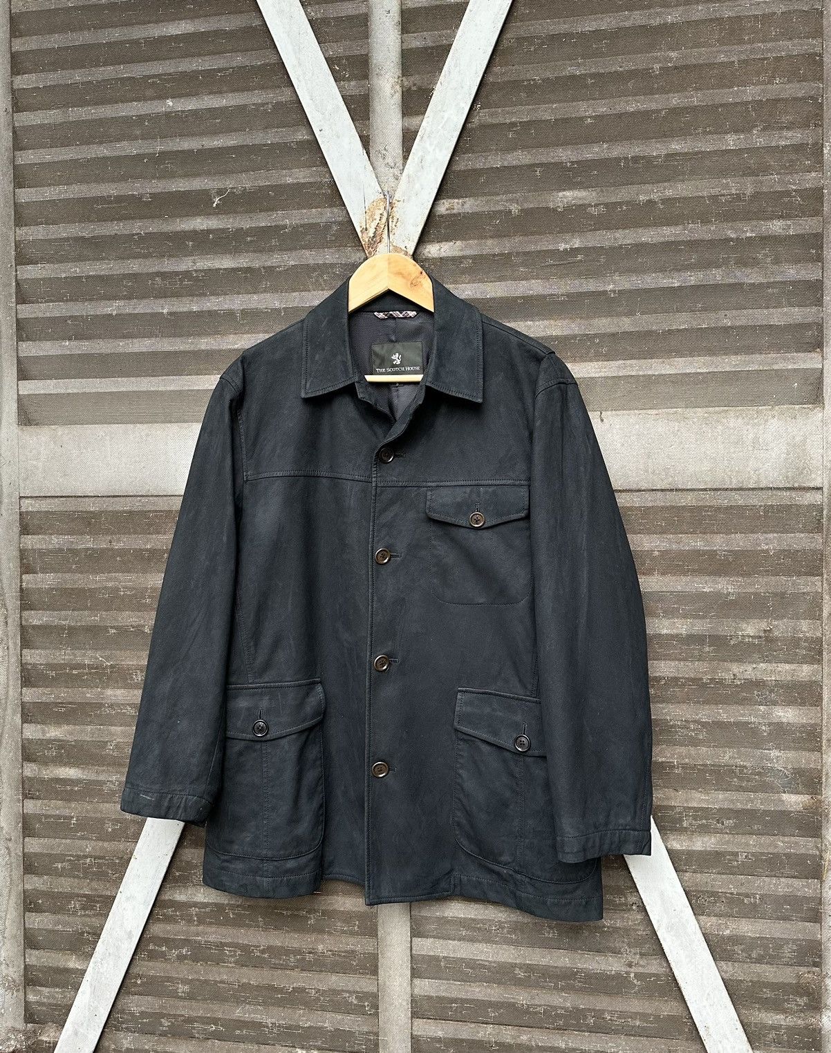 👹Vintage The Scotch House Black Suede Utility Jacket