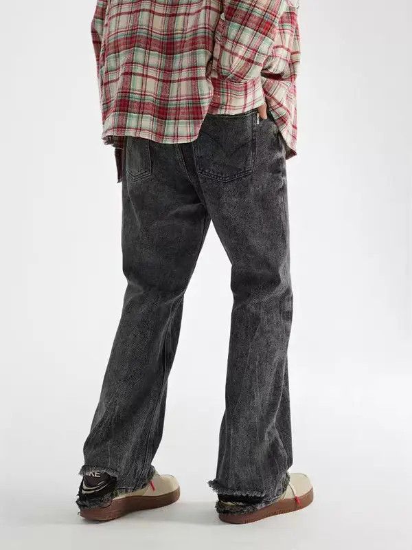 Japanese Brand Katagiri x oue Vintage street wash faded micro flare jeans Size US 36 / EU 52 - 4 Thumbnail