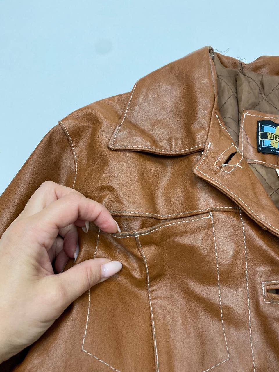 Vintage Mitici Anni 60 Brown L Vintage Italian Leather Coat 1970s Size L / US 10 / IT 46 - 2 Thumbnail