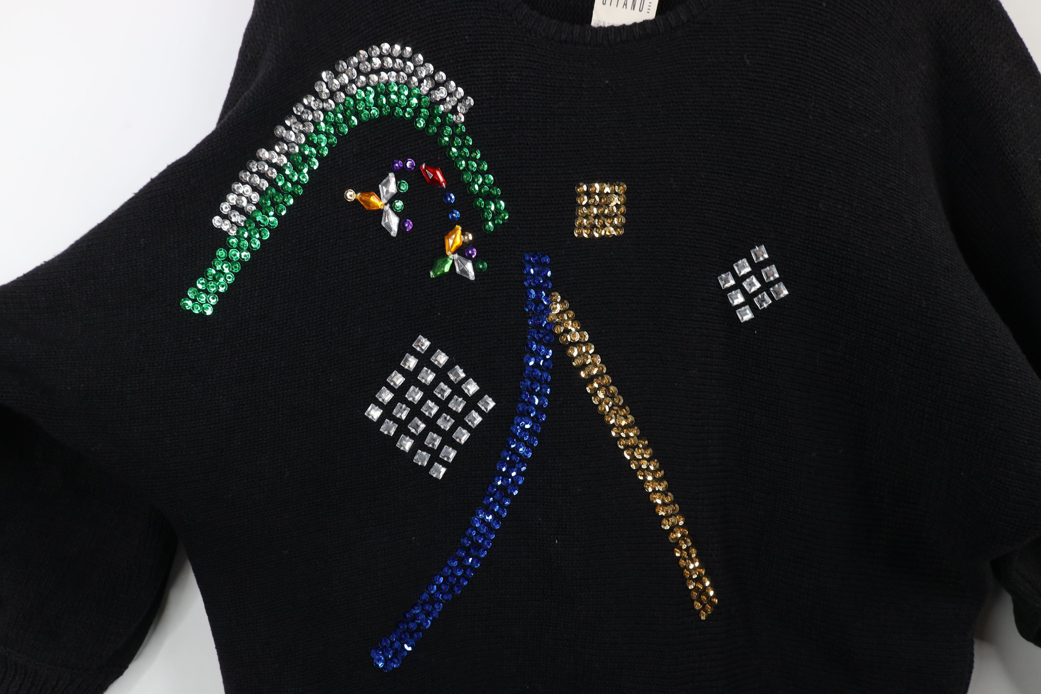 Vintage Deadstock Vintage 90s Streetwear Sequin Knit Sweater Black Size 3XL / US 20-22 - 5 Thumbnail