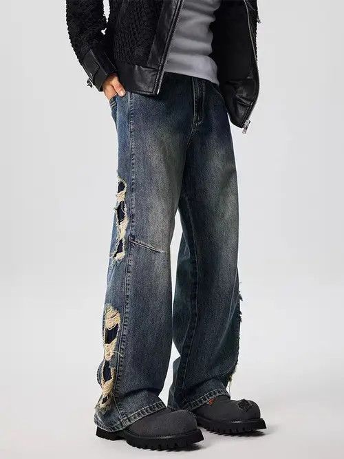 Japanese Brand Vintage street hip-hop washed and distressed ripped jeans Size US 32 / EU 48 - 8 Thumbnail