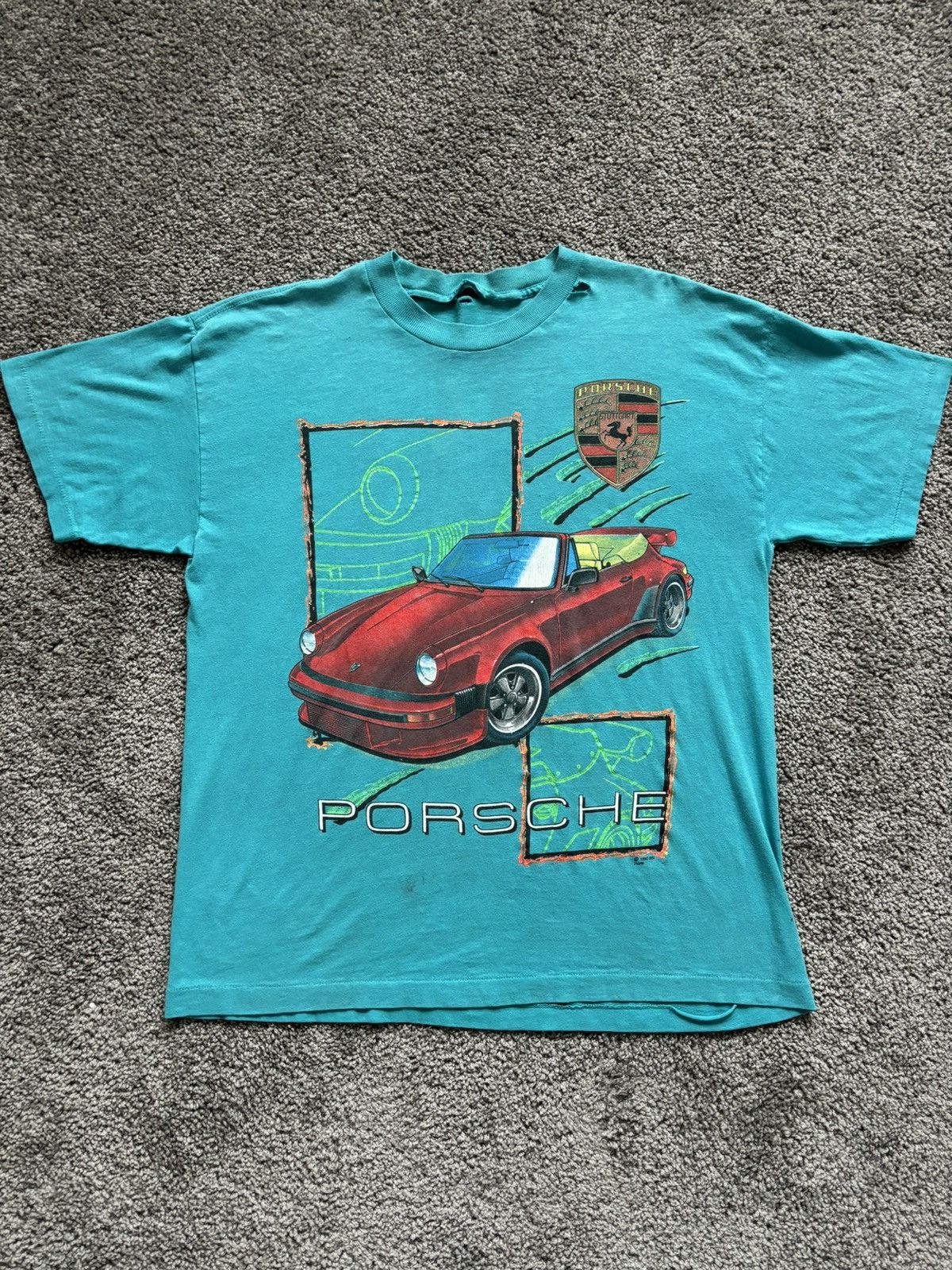 image of Porsche Design x Vintage Crazy Vintage 1992 Porsche Shirt in Blue, Men's (Size Large)