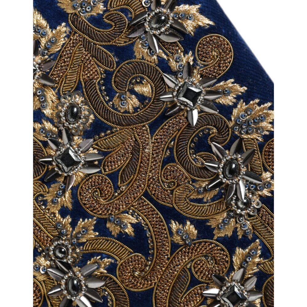 Dolce & Gabbana Dolce & Gabbana Blue Velvet Gold Frame Clutch Evening Party Size ONE SIZE - 6 Thumbnail