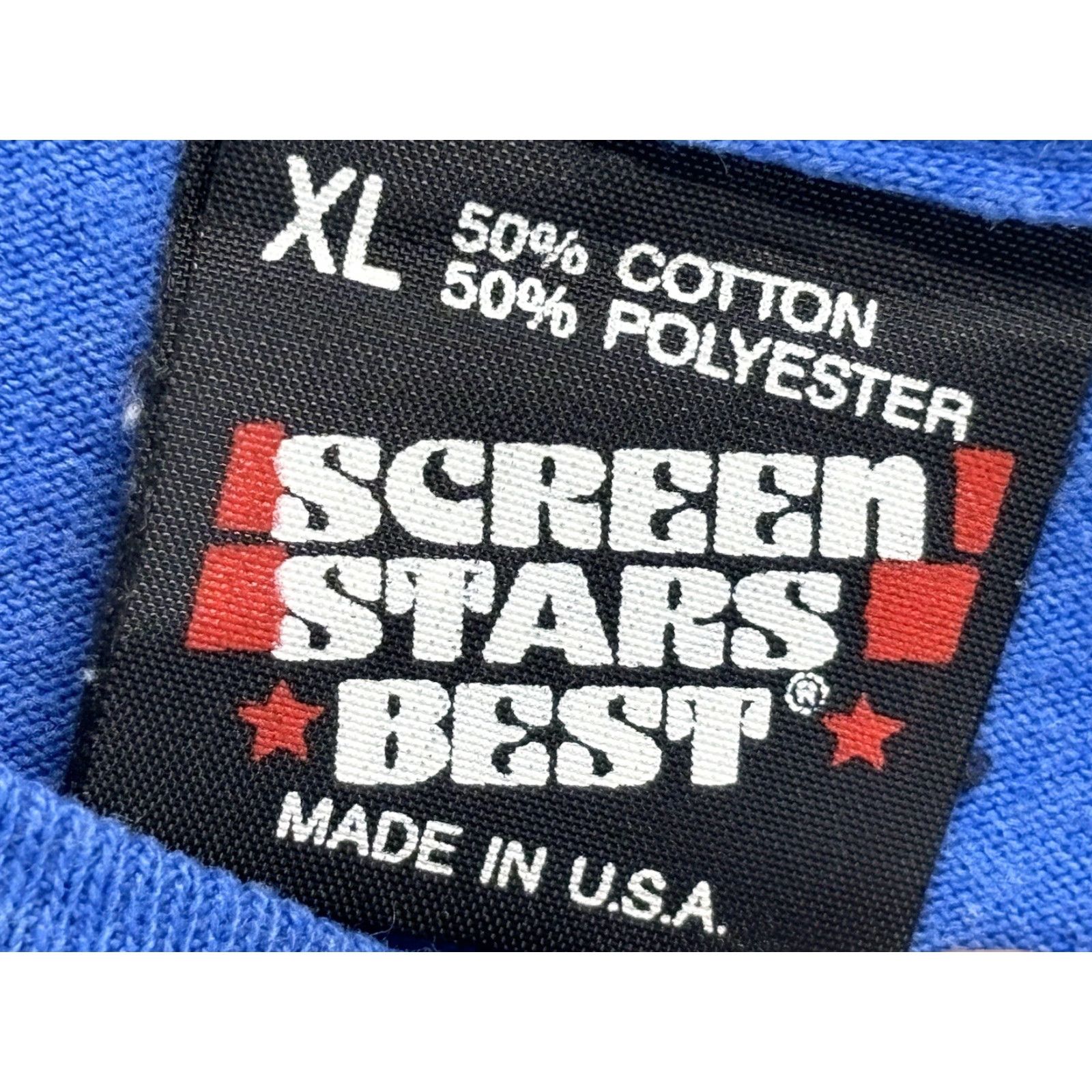 Vintage VINTAGE Screen Stars T-Shirt Mens Blue X-Large Short Sleeve Cotton Solid Buffaloes Bureau Of Mines Mens Size US XL / EU 56 / 4 - 5 Thumbnail