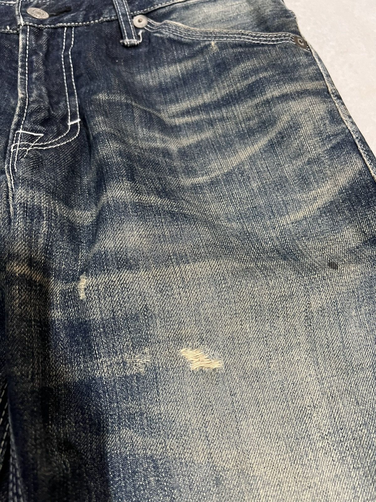 If Six Was Nine × Japan Blue 🌈90’s Blue Way Distressed Mud Wash Jean Made In Nippon Size US 31 - 14 Thumbnail