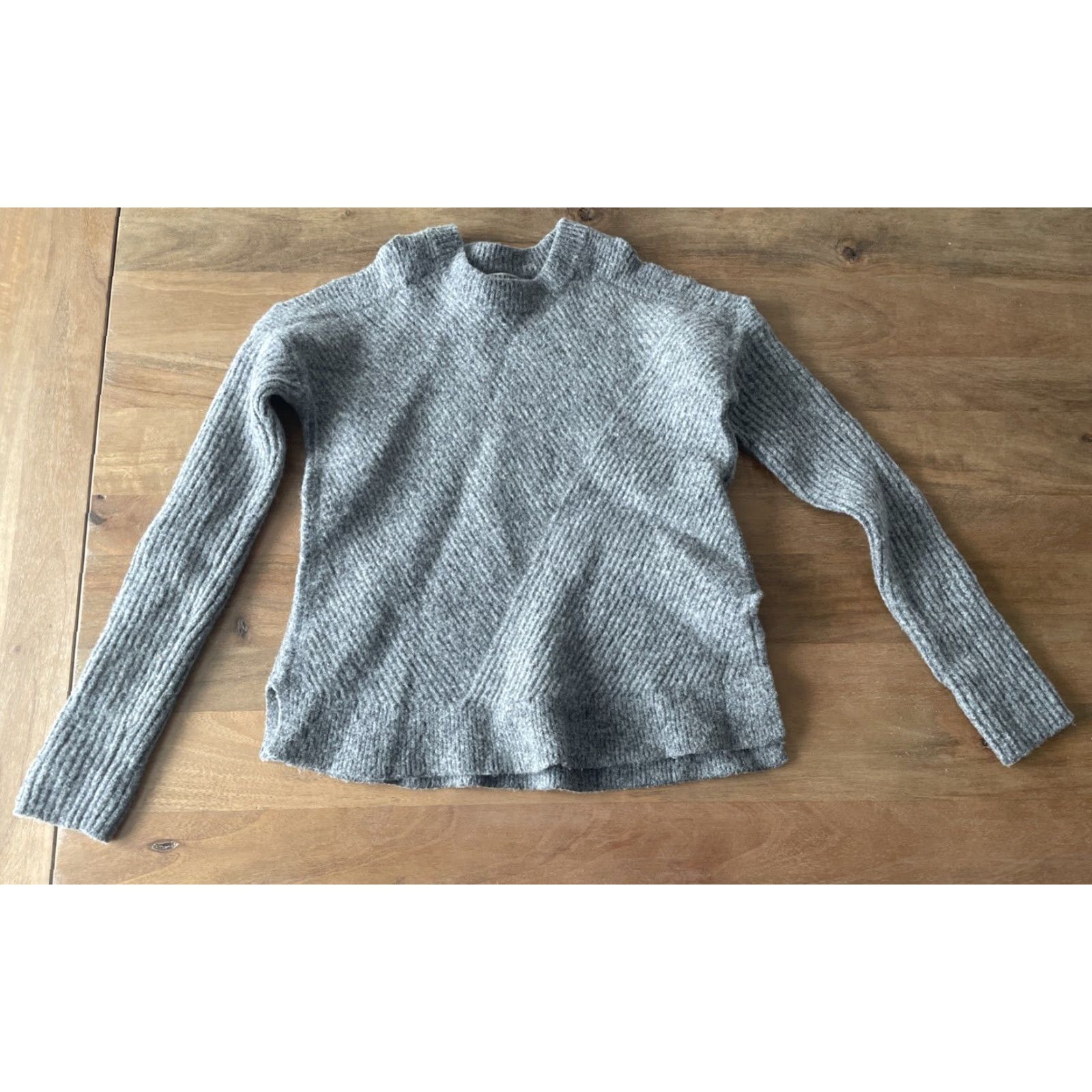 Allsaints VINTAGE? All Saints Gray Cold Shoulder Sweater Women’s XS Ribbed Knit Longsleeve Pullover Size XS / US 0-2 / IT 36-38 - 2 Thumbnail