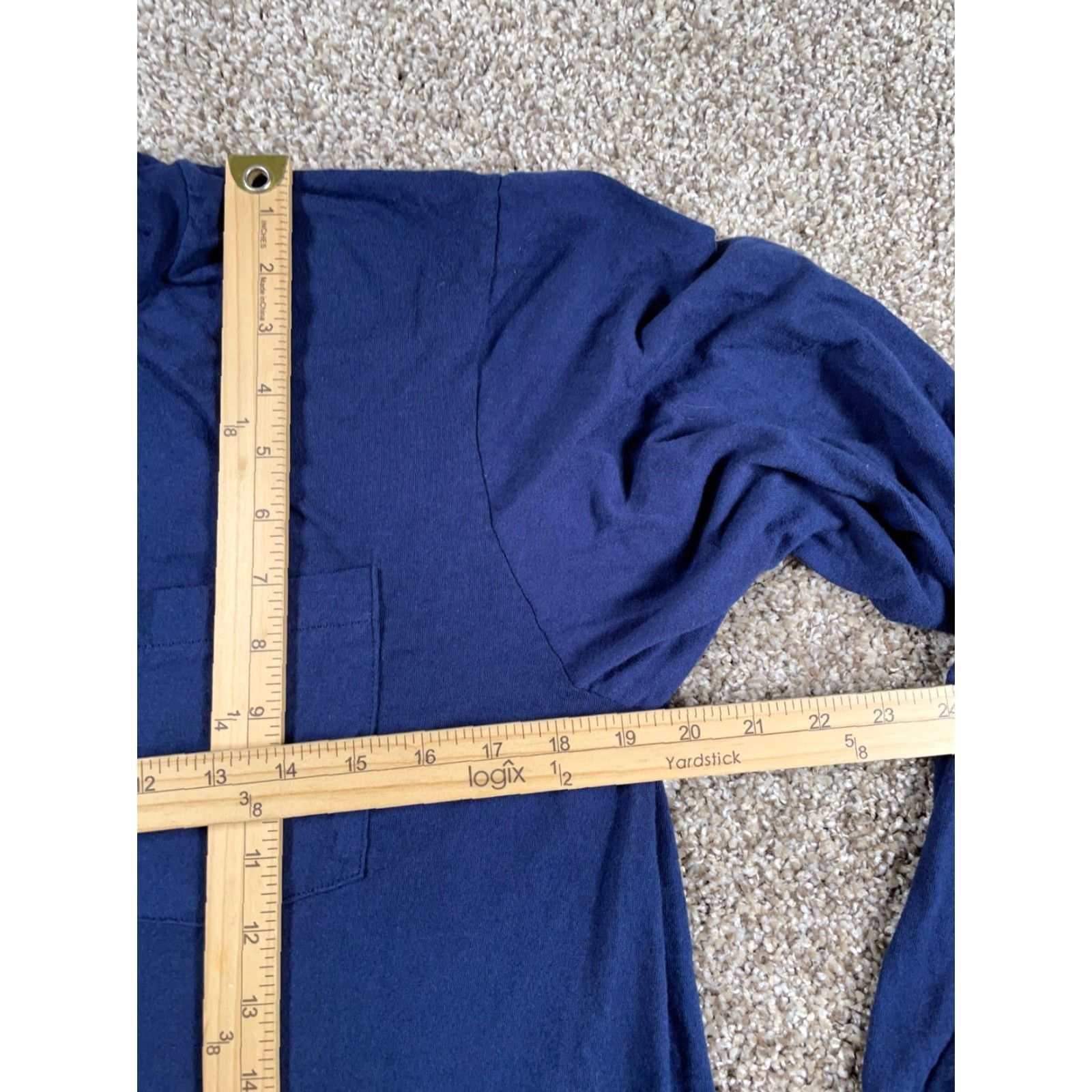 Fruit Of The Loom VINTAGE Fruit of the Loom Long Sleeve T-Shirt Dark Blue Adult Medium (XL Tag) Crew Neck 100% Cotton Retro 80s Mens Size US M / EU 48-50 / 2 - 6 Thumbnail