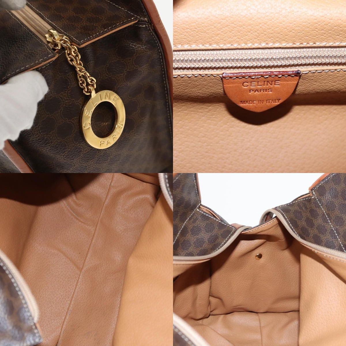 Celine CELINE Macadam Canvas Tote Bag Pvc Leather Brown Gold Size ONE SIZE - 11 Thumbnail