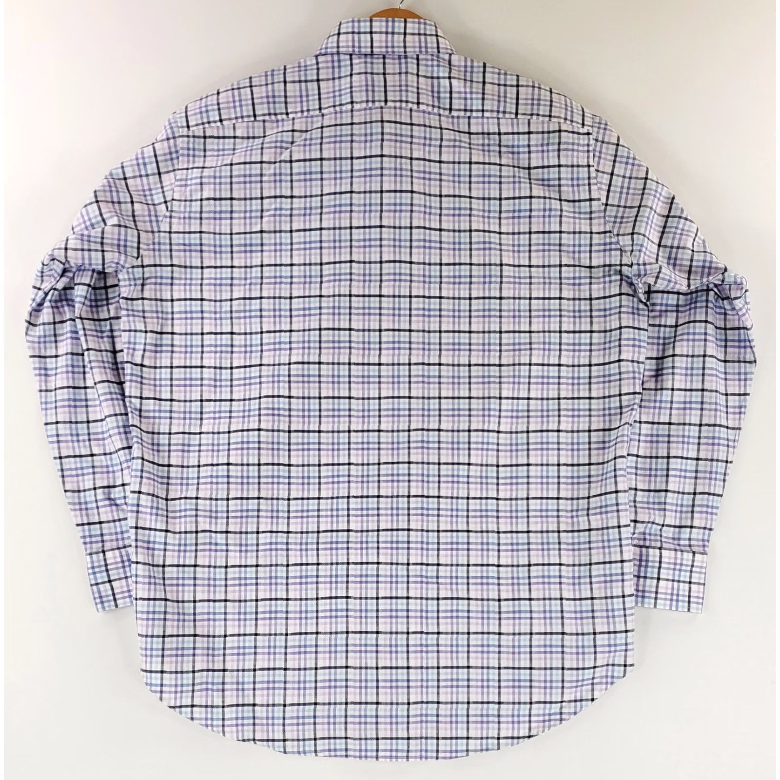 Thomas Dean Shirt Button Up Check Plaid Blue Purple Long Sleeve Mens XXL