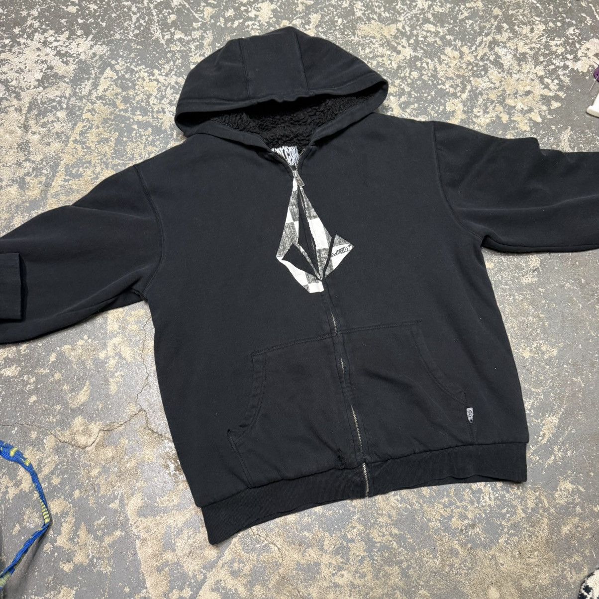 Volcom Vintage Volcom Furry Fuzzy Black Graphic 90s Zip Up Hoodie Size US L / EU 52-54 / 3 - 11 Thumbnail