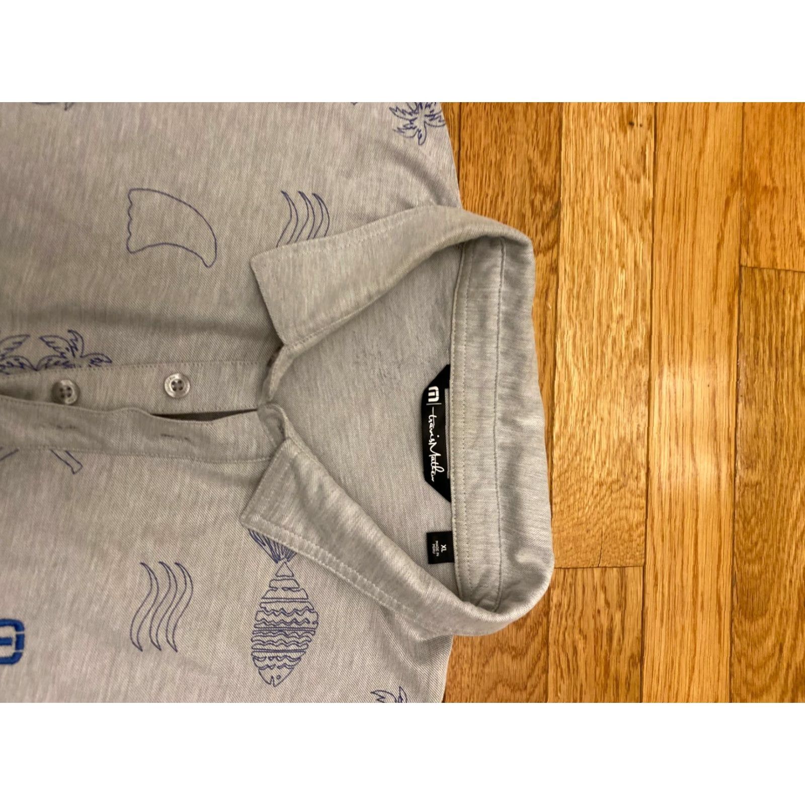TravisMathew Travis Mathew Golf Polo Shirt Men XL Gray All Over Fish Performance Size US XL / EU 56 / 4 - 3 Thumbnail