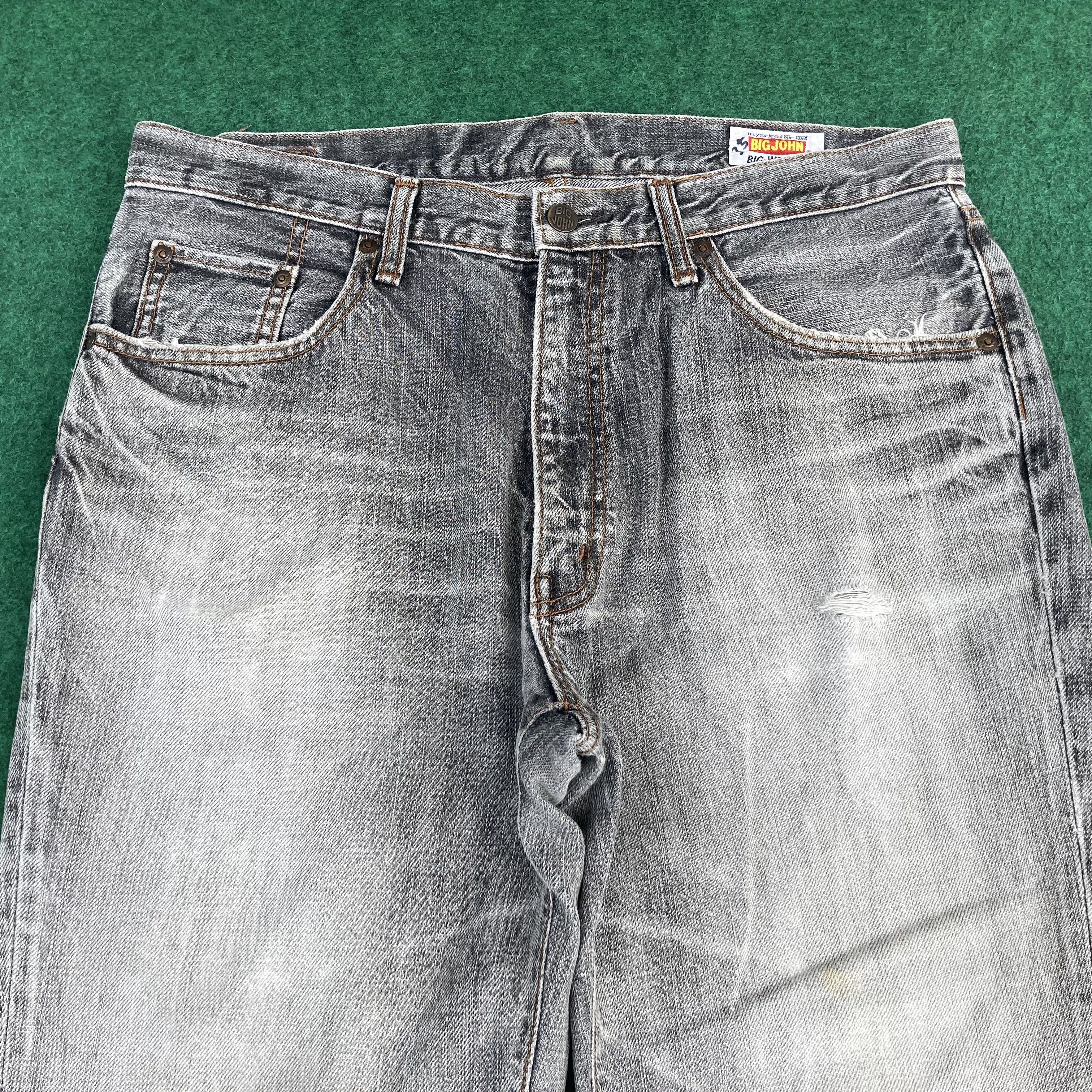Big John Vtg Big John Black Denim Flare Faded Bootcut Jeans Size US 35 - 3 Thumbnail