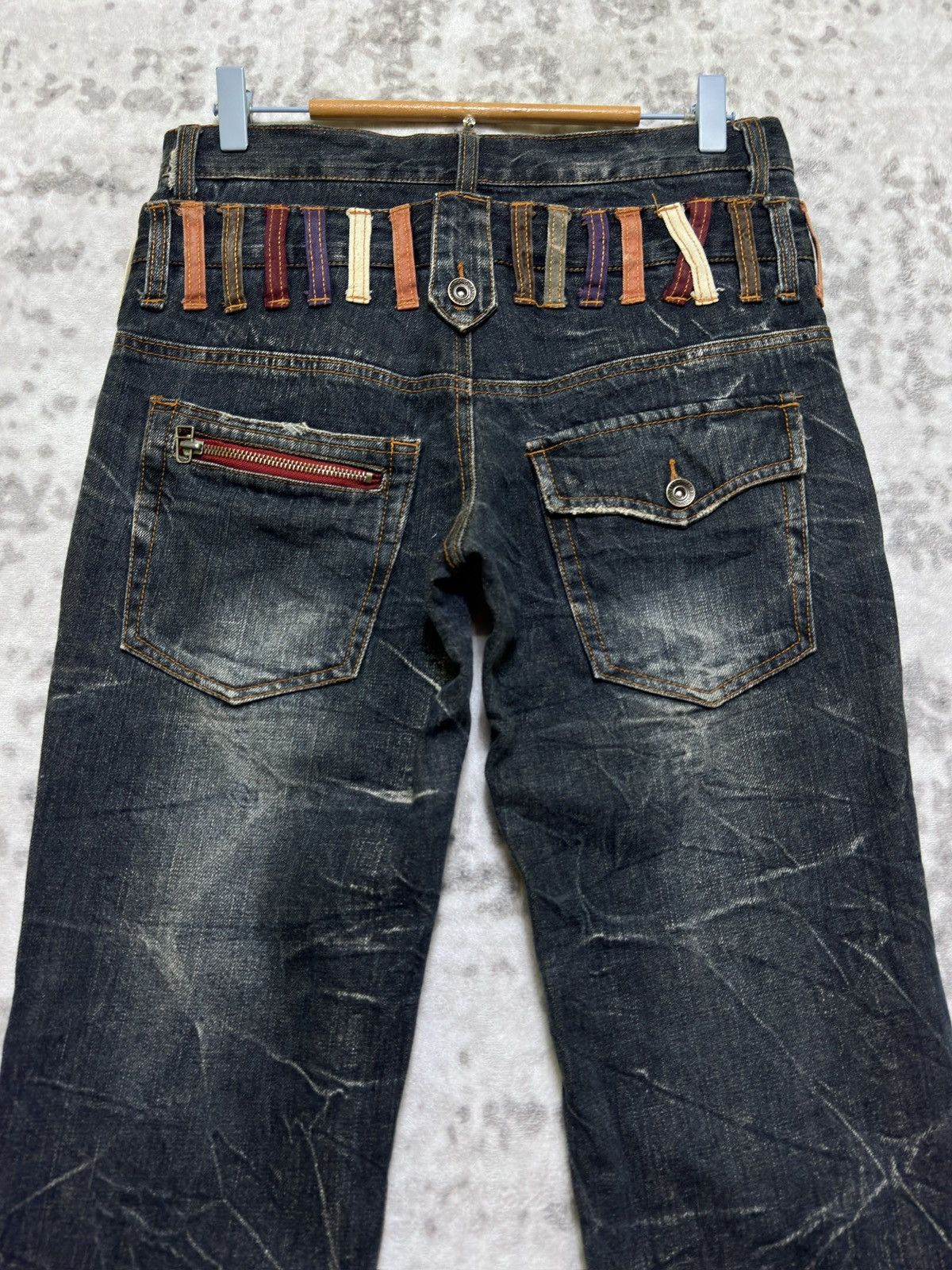 Japanese Brand Nylaus Clothing Y2K Double Waist Acid Wash Whiskered Jeans Size US 30 / EU 46 - 8 Thumbnail
