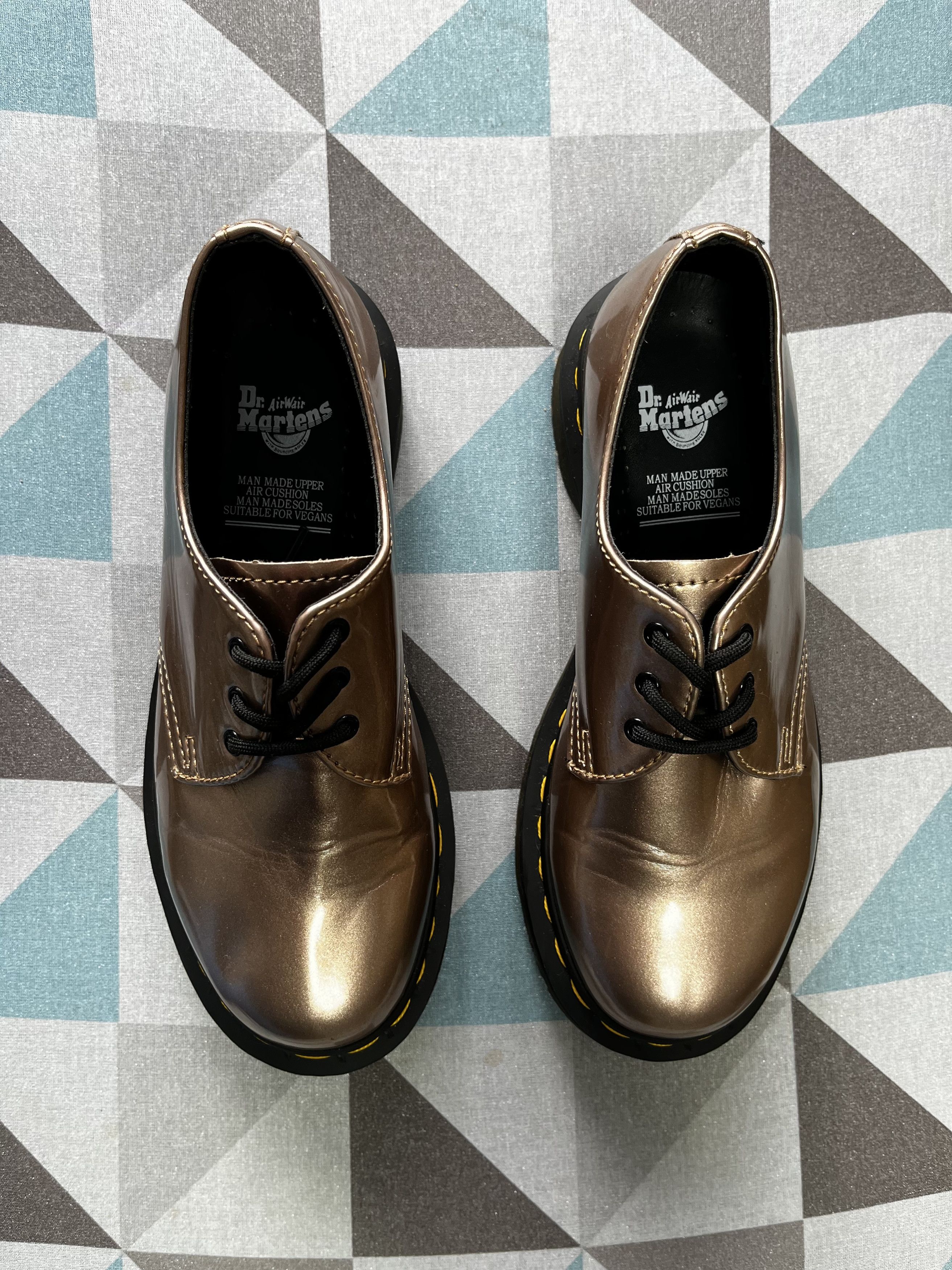 Dr. Martens ♥️ Dr. Martens Vegan 1461 Rose Gold Chrome Metallic Paint Size US 7 / IT 37 - 11 Thumbnail