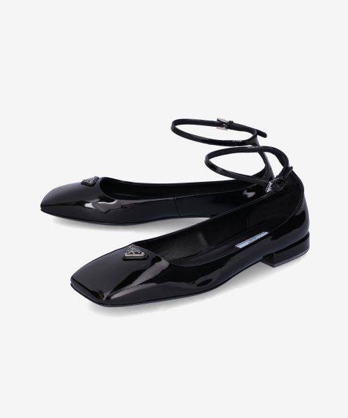 Prada o1w1db11124 Triangle Logo Patience Leather Ballerina Black Size US 8 / IT 38 - 3 Thumbnail
