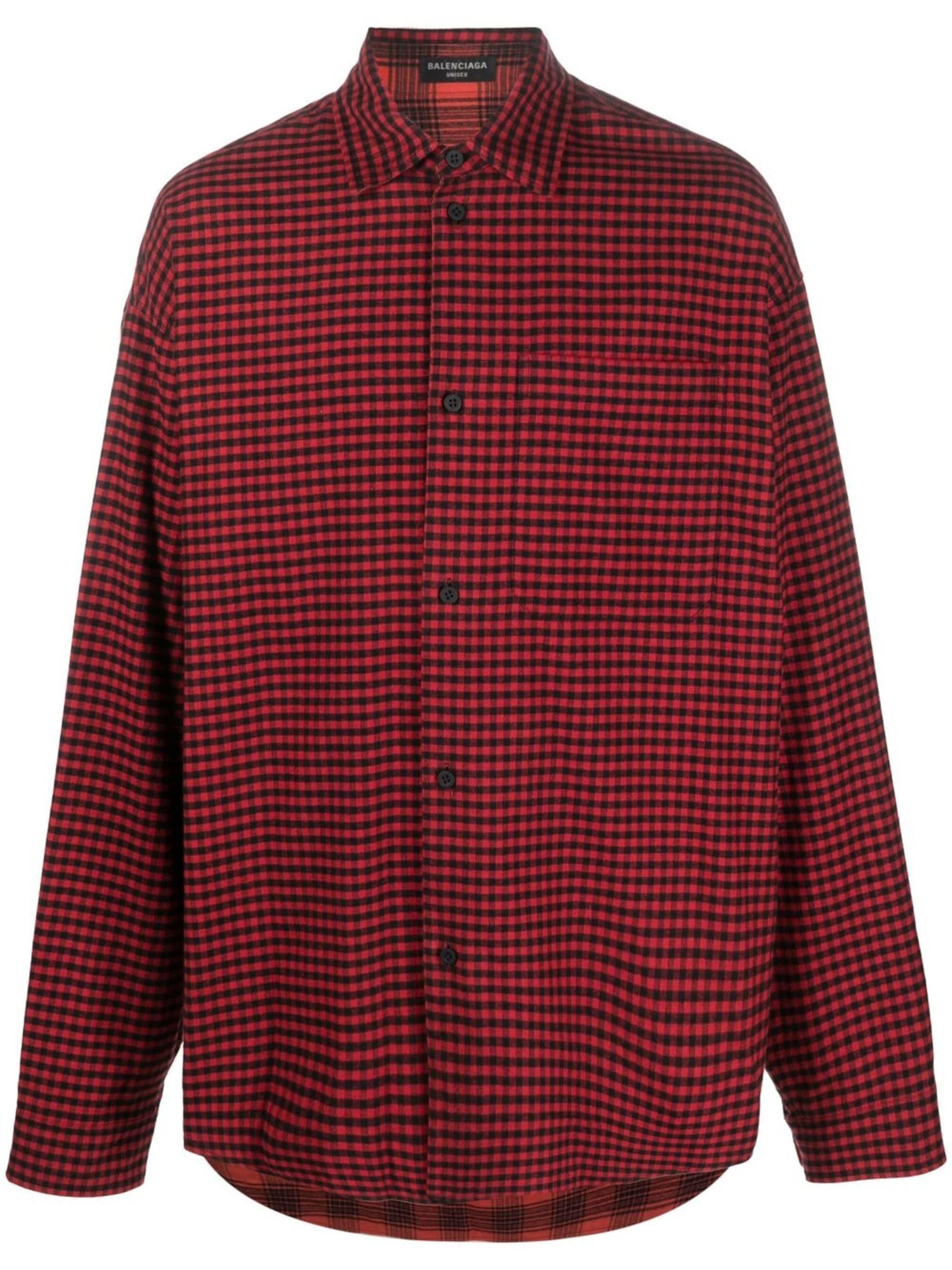 image of Balenciaga O1Mt1Gz0524 Reversible Shirt In Red/black, Men's (Size XL)