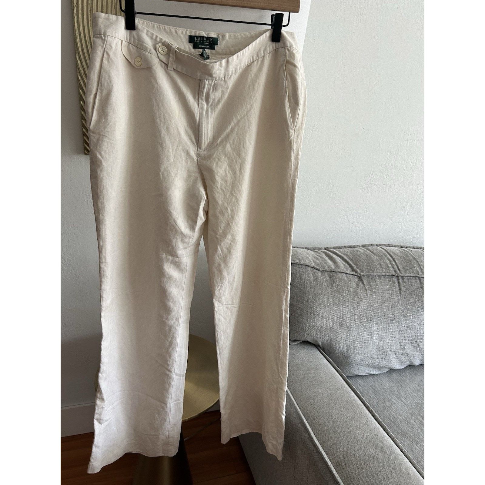 Lauren Ralph Lauren Ralph Lauren Cream Silk Linen Dress Pants Minimalist 12 Size 34" / US 12 / IT 48 - 7 Thumbnail