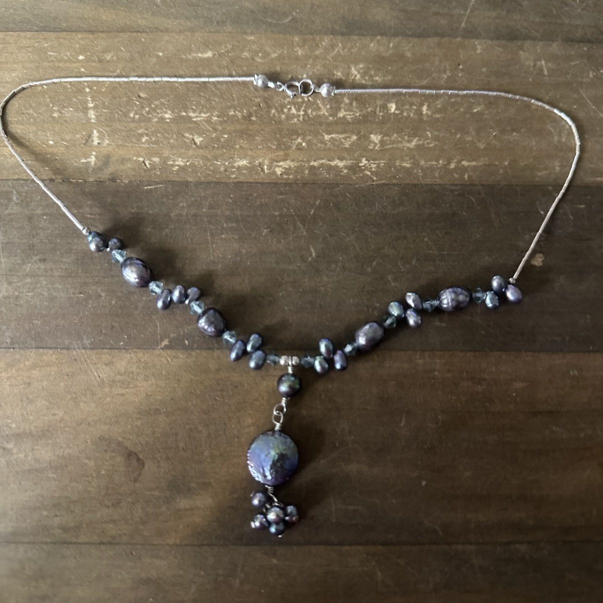 Vintage Vintage 925 Sterling silver abalone freshwater pearl necklac Size ONE SIZE - 2 Thumbnail