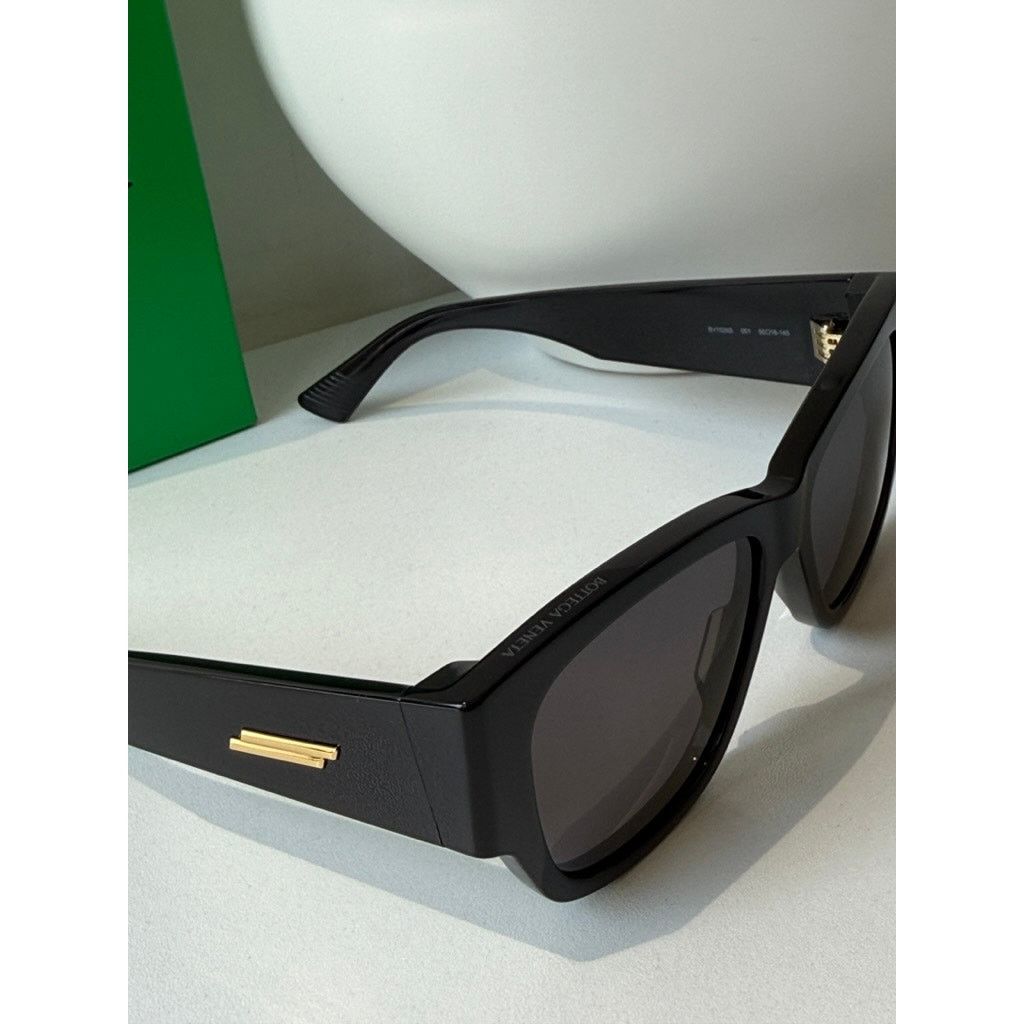 Bottega Veneta NEW Bottega Veneta BV1026S Unisex Black Square Sunglasses Size ONE SIZE - 8 Thumbnail