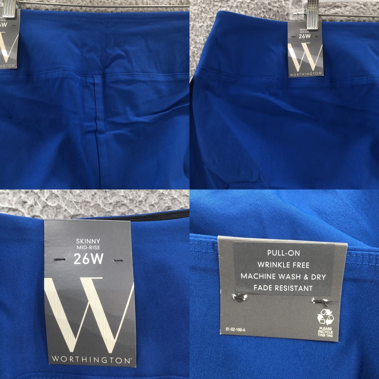 Worthington Worthington Skinny Pants Womens 26W - Blue Flat Front Pull On New - 44x28 Size 26" / US 2 / IT 38 - 9 Thumbnail