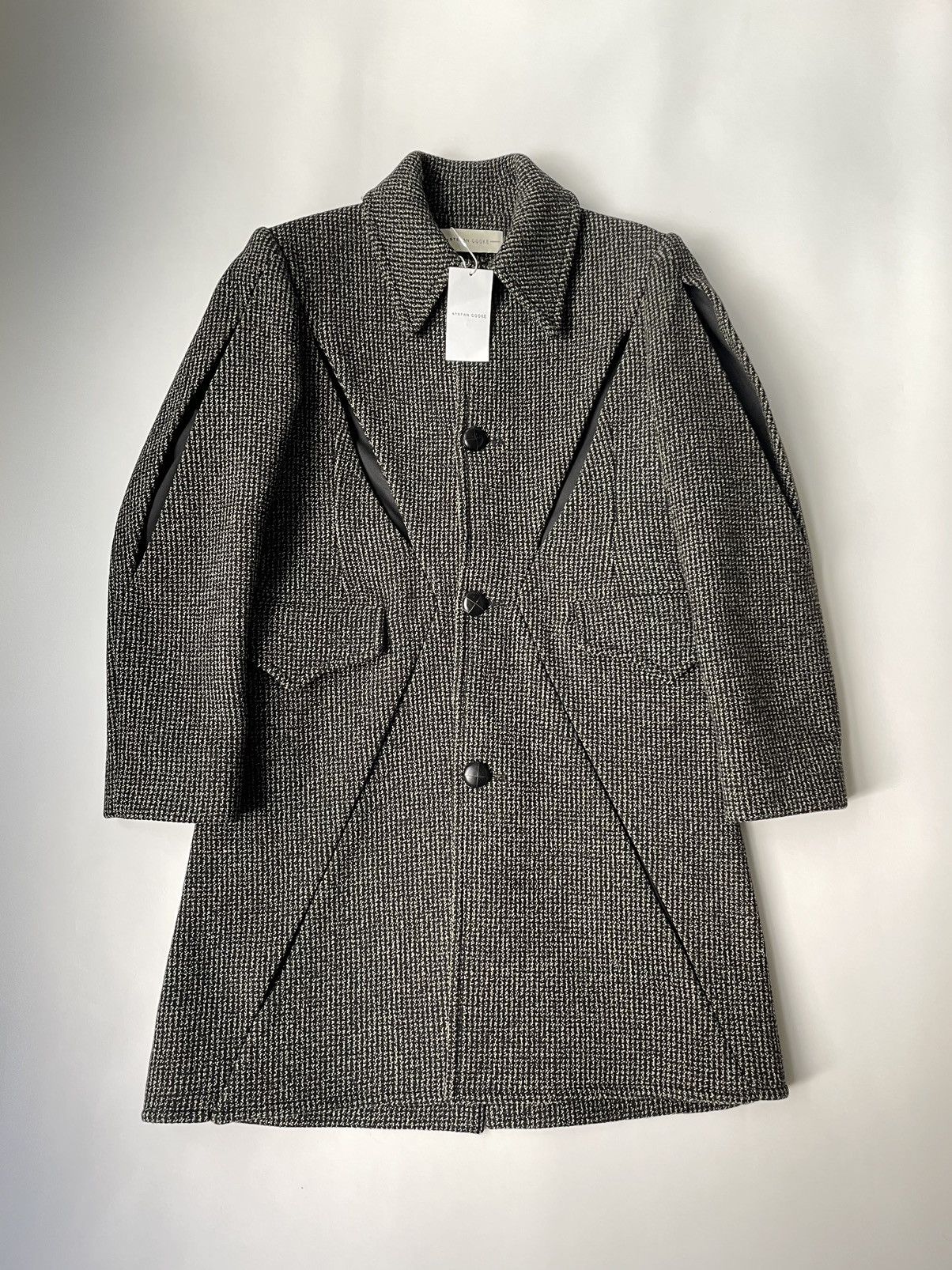 image of Stefan Cooke A/w 19 ‘Slashed’ Wool Overcoat in Black, Men's (Size Medium)