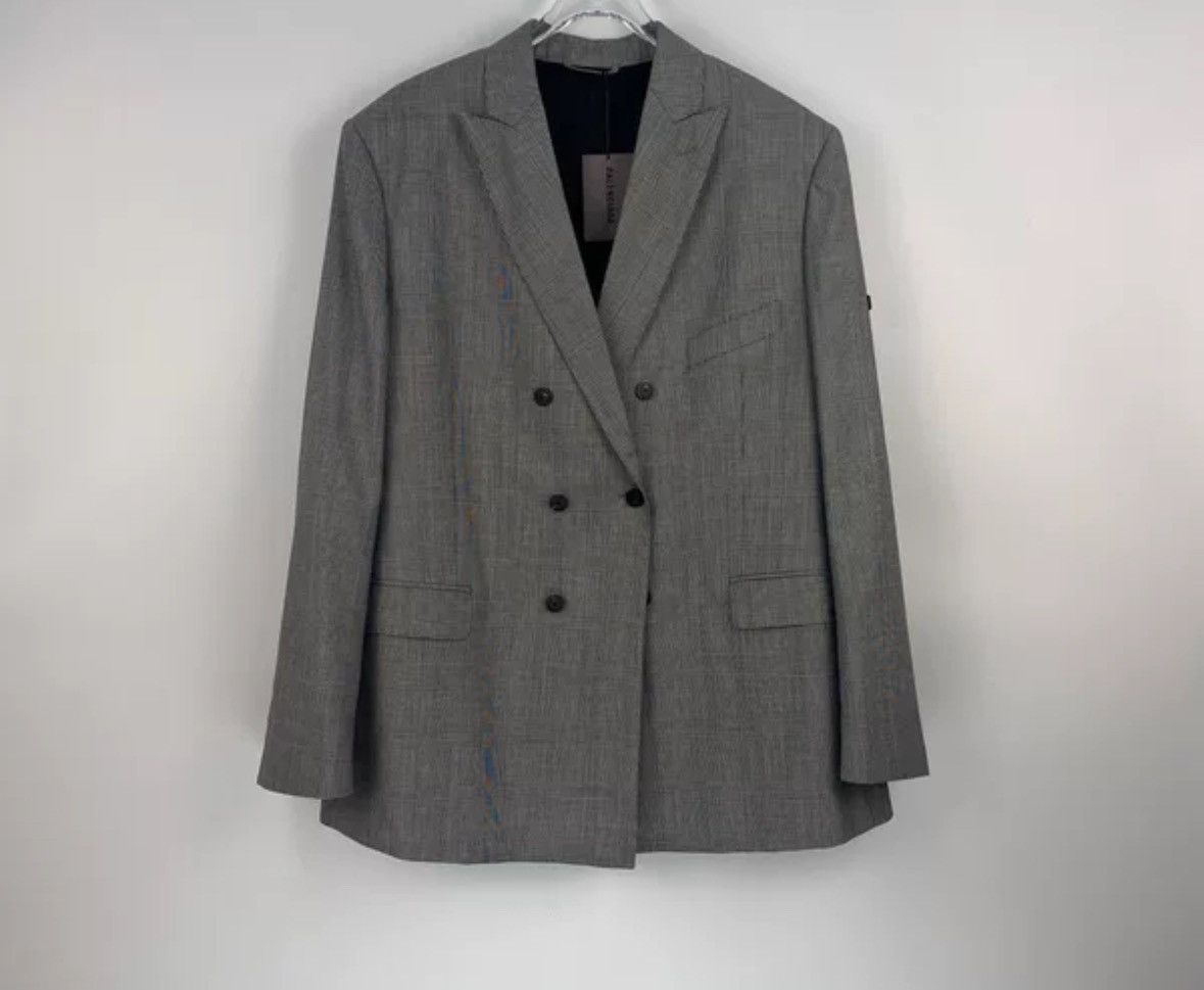 Balenciaga Balenciaga grey plaid classic logo wool thin blazer jacket Size US S / EU 44-46 / 1 - 3 Thumbnail