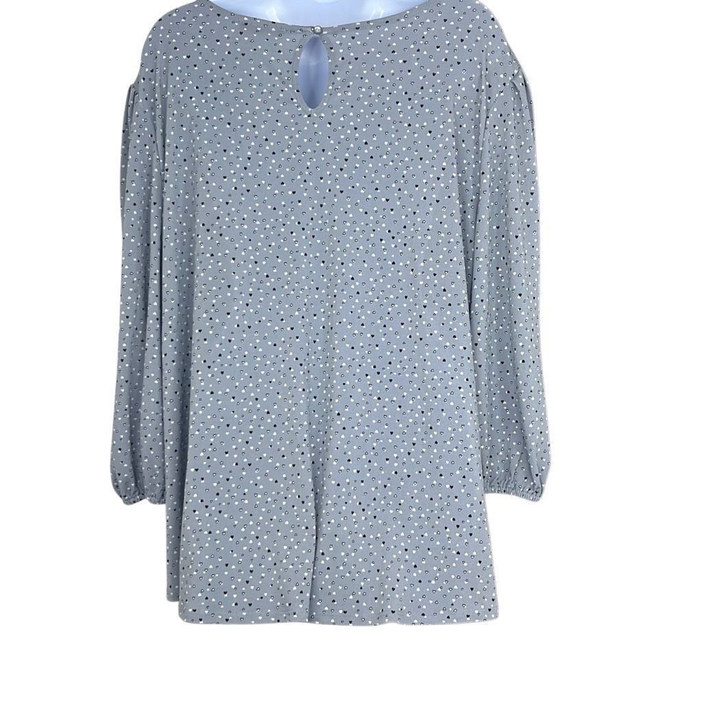 Other Adrianna Papell Womens 2X Gray Black Heart Print Blouse Size XXL / US 16-18 / IT 52-54 - 2 Thumbnail